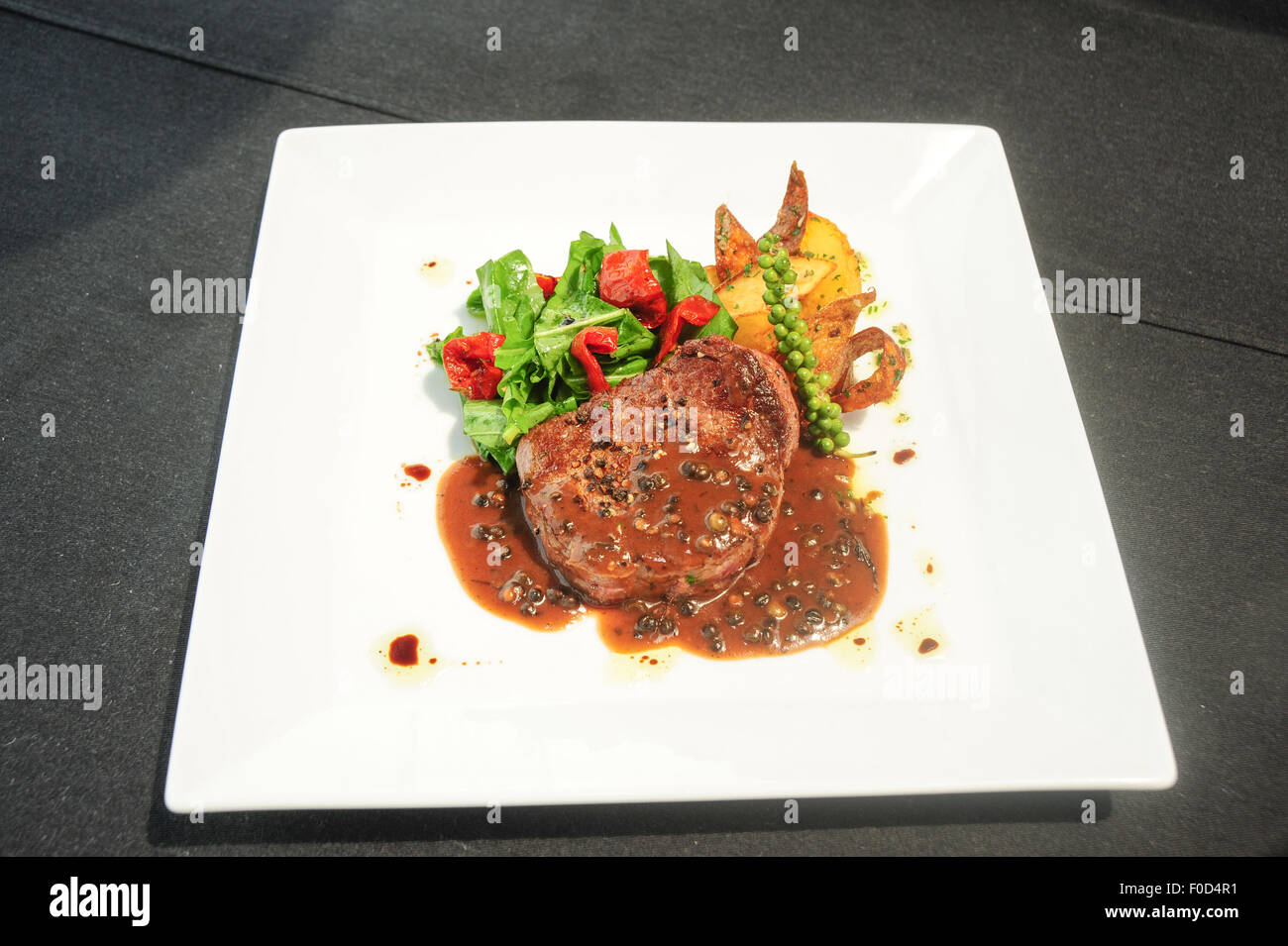 beef steak with pepper sauce Stock Photo Alamy