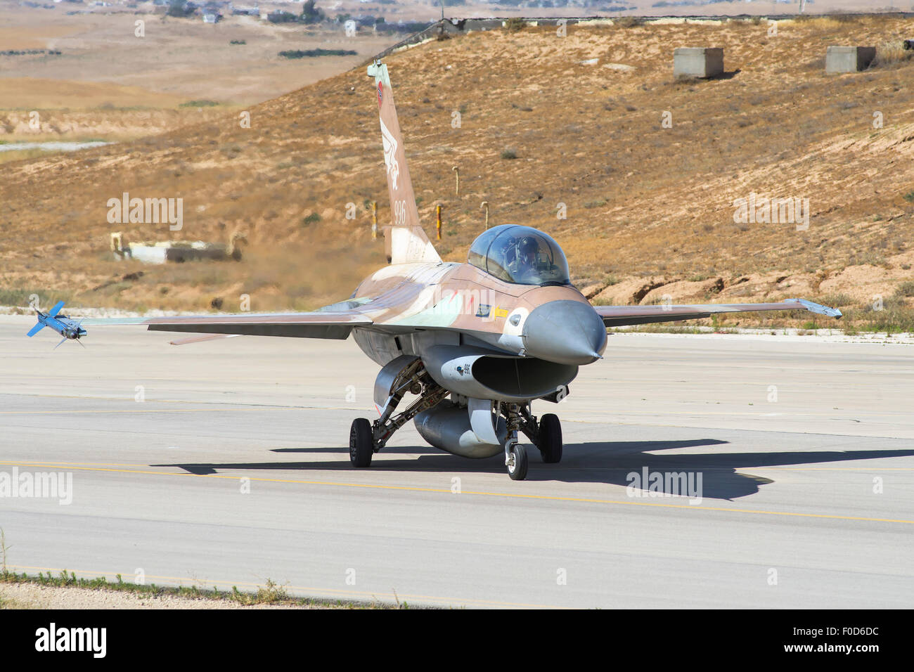 An Israeli Air Force F 16ab Netz Of The 116th Defenders Of The South Squadron Taxiing At