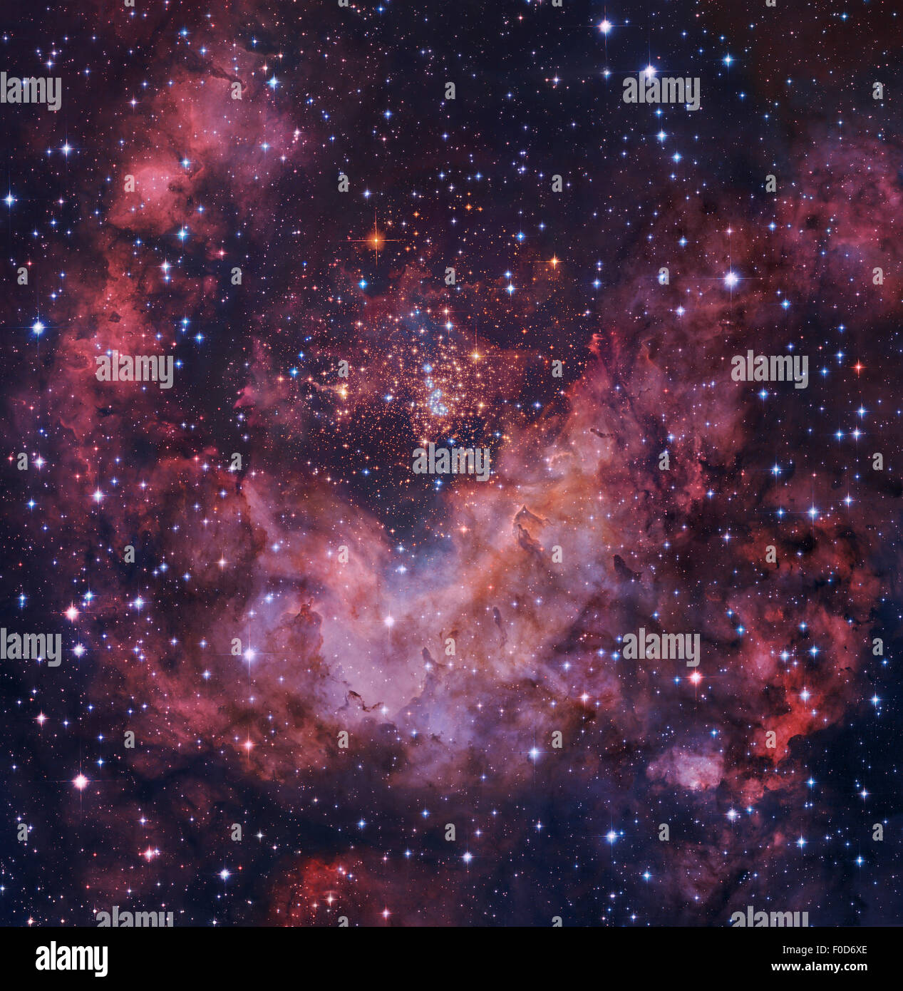Westerlund 2 (Gum 29), star cluster in Carina. Westerlund 2 is remarkable for the presence of one of the most massive stellar sy Stock Photo