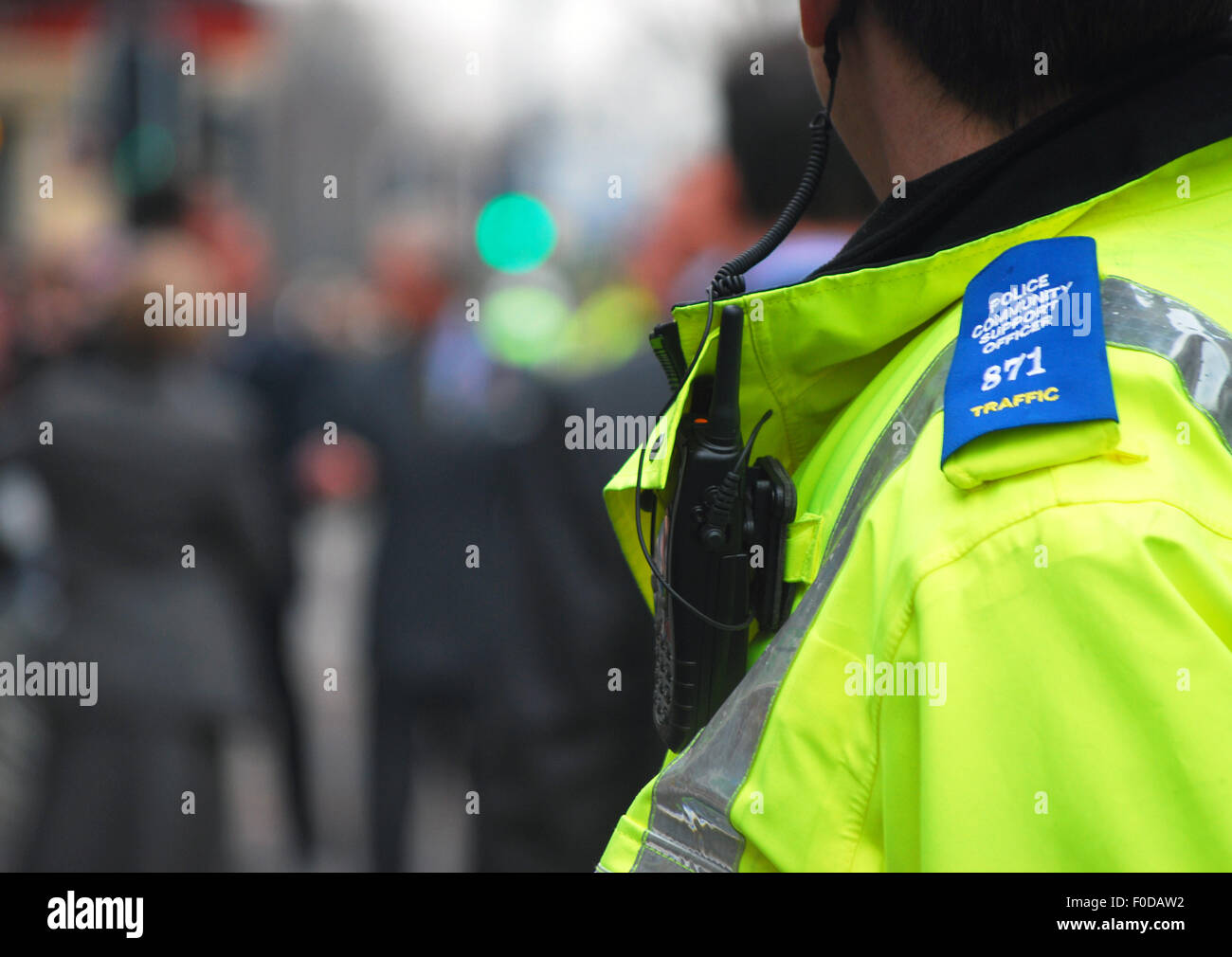Closeup of a Community Support Police Officer Stock Photo