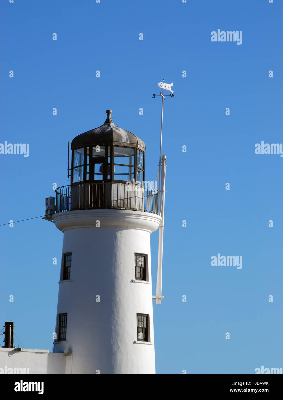 Closeup of lighthouse tower in Scarborough, North Yorkshire. Stock Photo