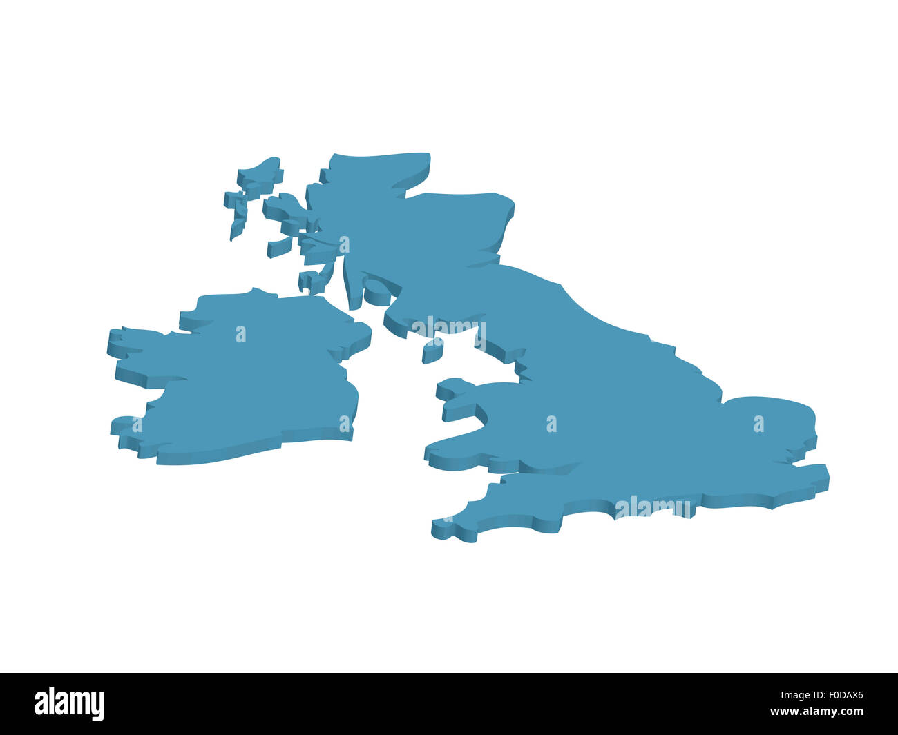 Three dimensional outline map of UK and Eire Stock Photo