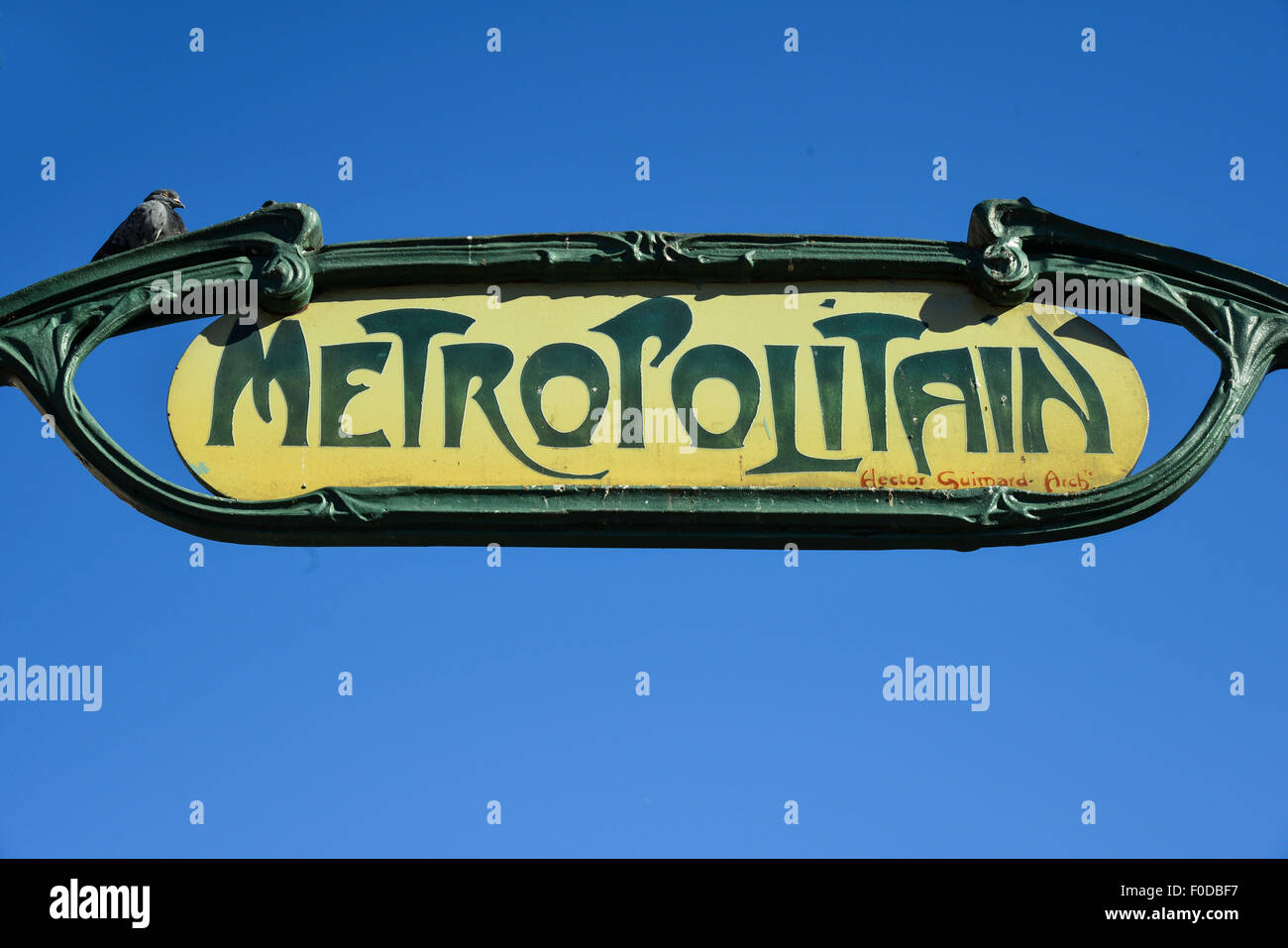 Metropolitain sign, metro, Paris, Île-de-France, France Stock Photo