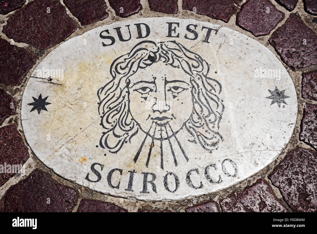 Sud Est, Scirocco, wind rose, wind direction, marble slabs, Piazza di