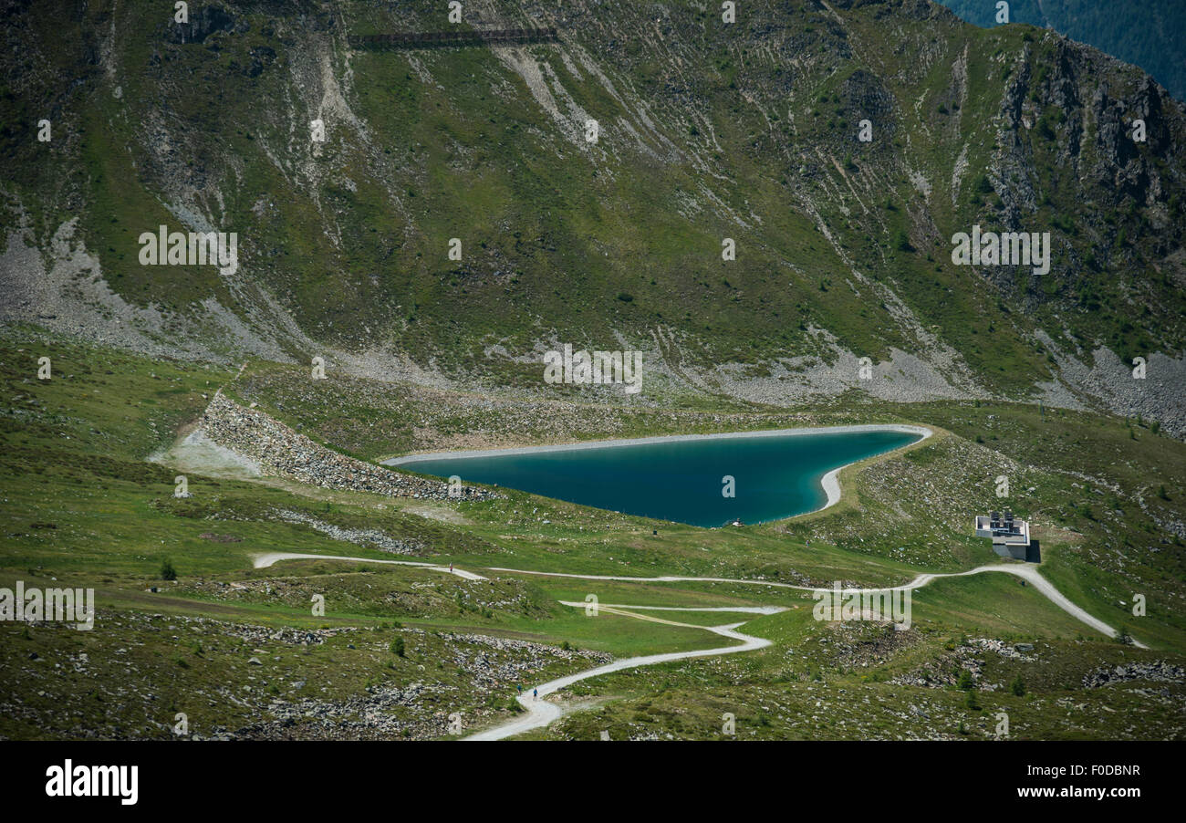Reservoir in the shape of a heart, Goldried, High Tauern National Park, Matrei, East Tyrol, Tyrol, Austria Stock Photo