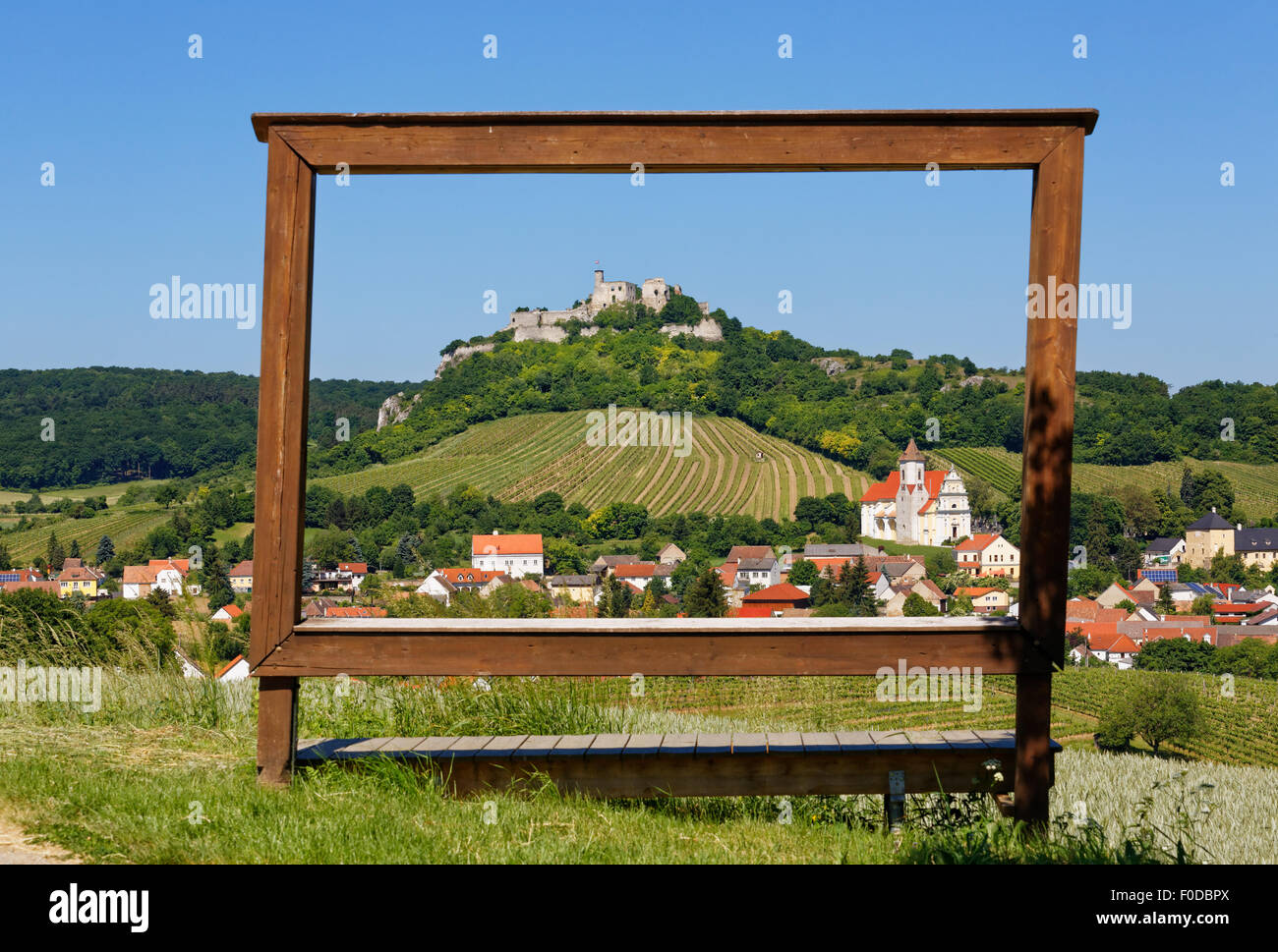 Falkenstein Castle and Falkenstein village, Weinviertel, Lower Austria, Austria Stock Photo