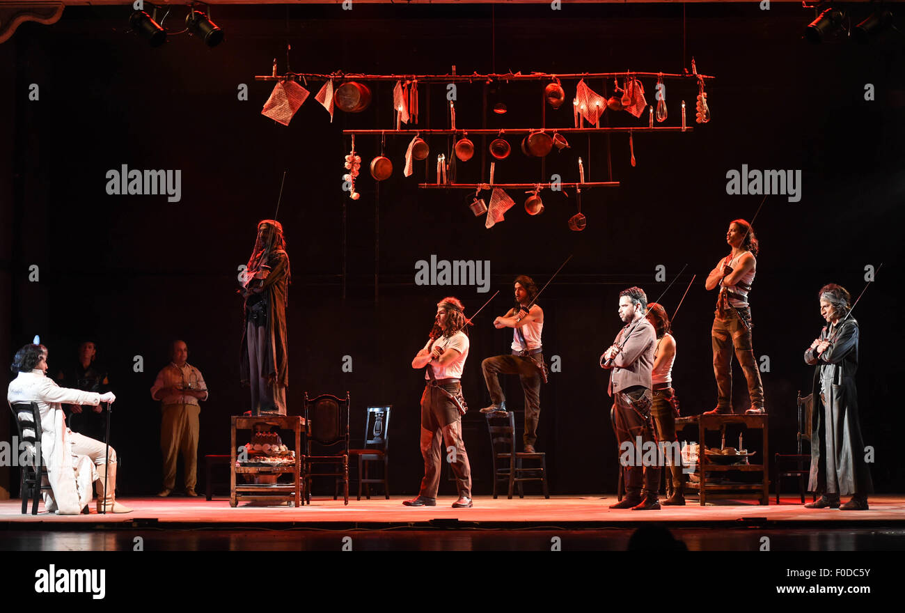 Beijing, China. 13th Aug, 2015. Actors from the Israeli Cameri Theatre ...
