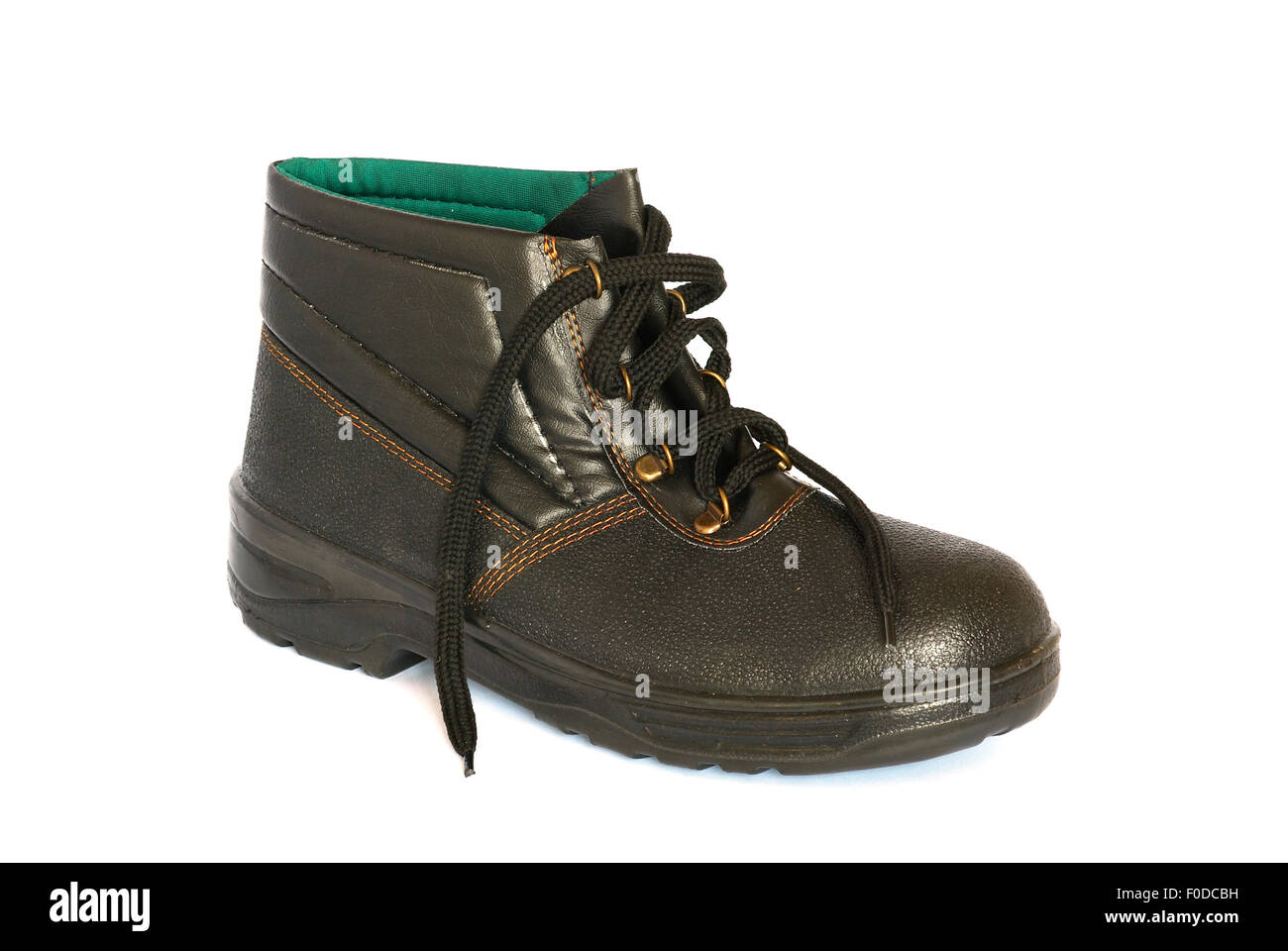 Single black boot isolated on white Stock Photo - Alamy