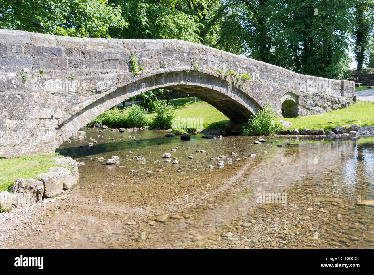Stone bridge over the River Wharfe in Linton, Yorkshire Dales, England