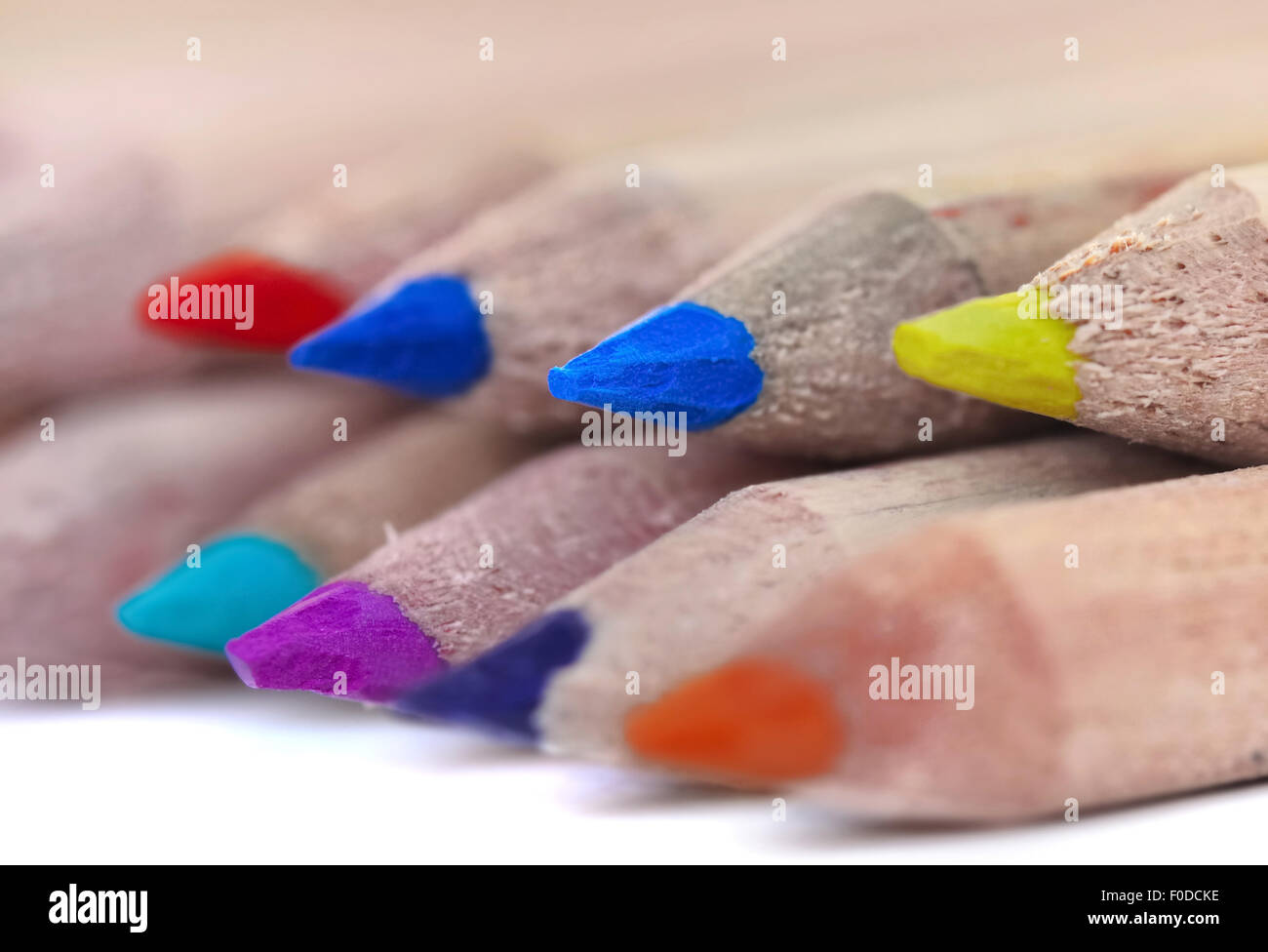 close on colorful lead pencils on white background Stock Photo