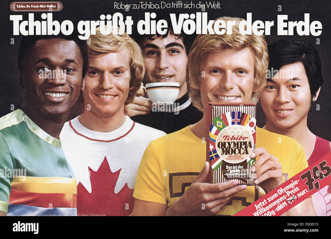 advertising, beverages, coffee, Tchibo Olympia Mocca, advert, "Bunte", No.  37, Offenburg, 31.8.1972, , Additional-Rights-Clearences-Not Available  Stock Photo - Alamy