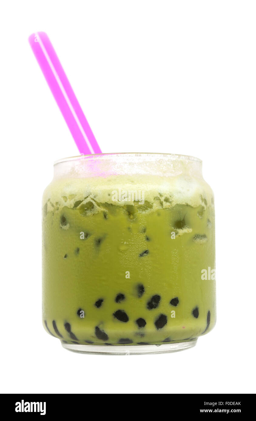 Ice milk green tea, Famous drink isolated on white background Stock