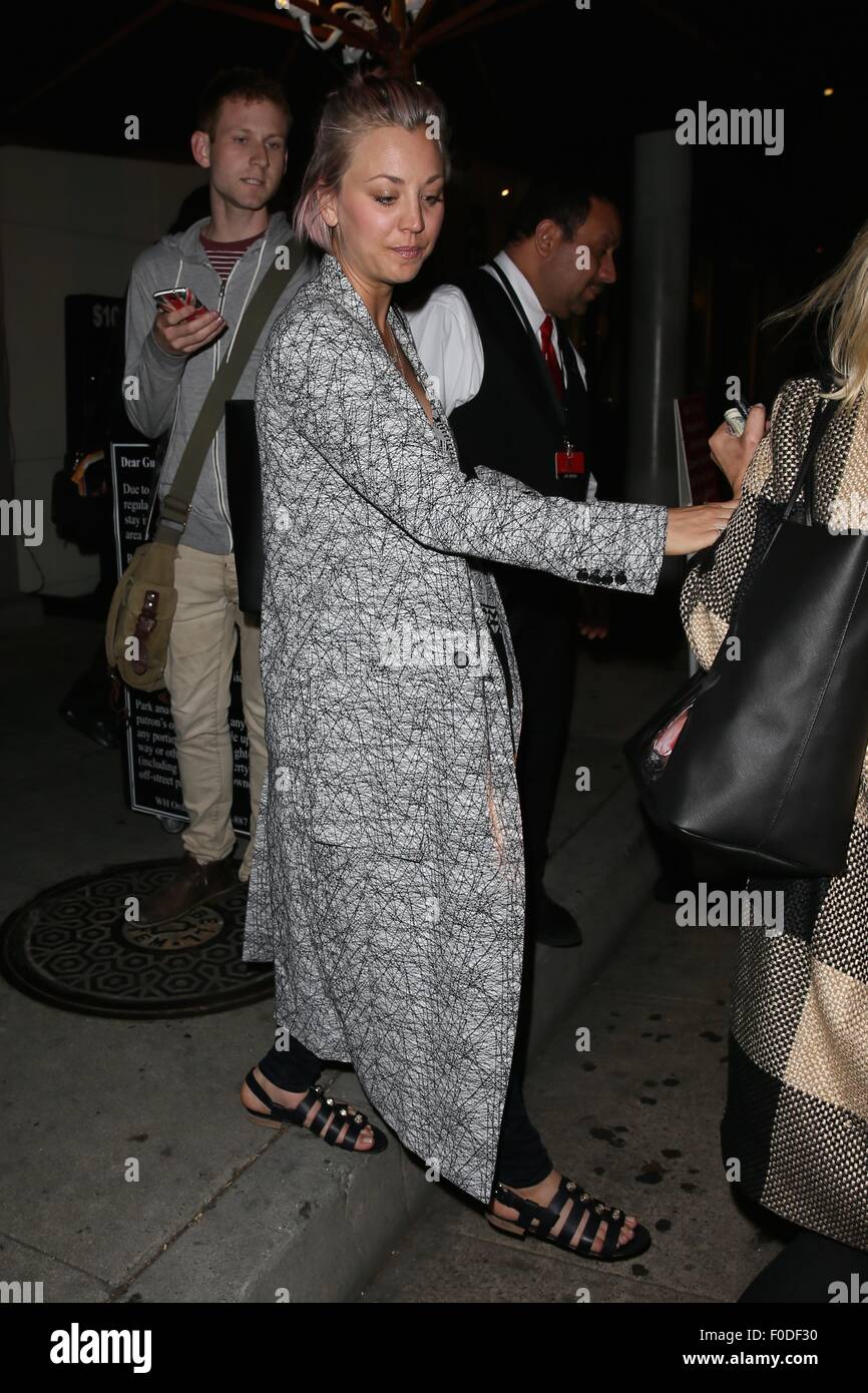 Kaley Cuoco seen leaving Craigs restaurant after having dinner with friends.  Featuring: Kaley Cuoco Where: Los Angeles, California, United States When: 12 Jun 2015 Stock Photo