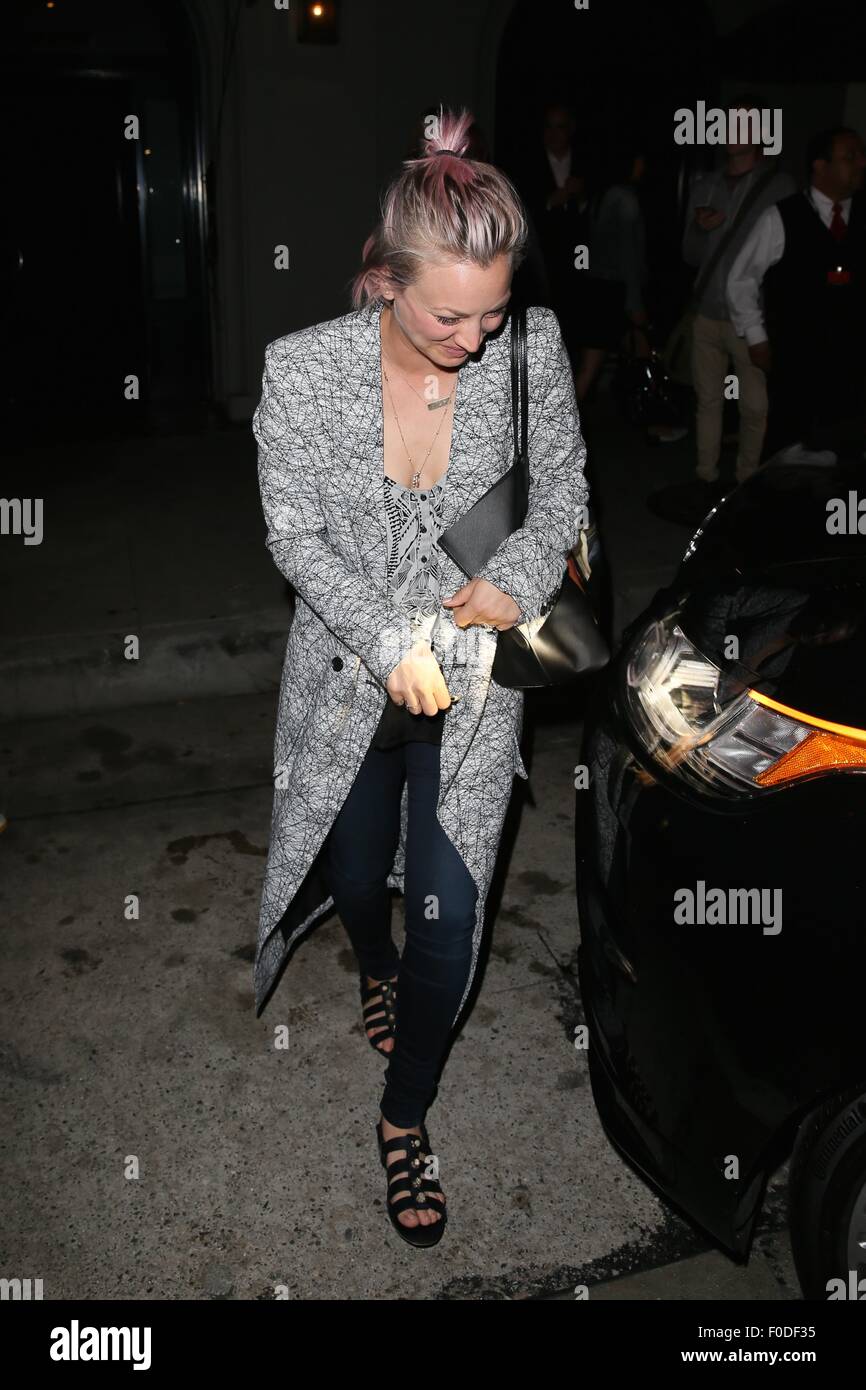 Kaley Cuoco seen leaving Craigs restaurant after having dinner with friends.  Featuring: Kaley Cuoco Where: Los Angeles, California, United States When: 12 Jun 2015 Stock Photo