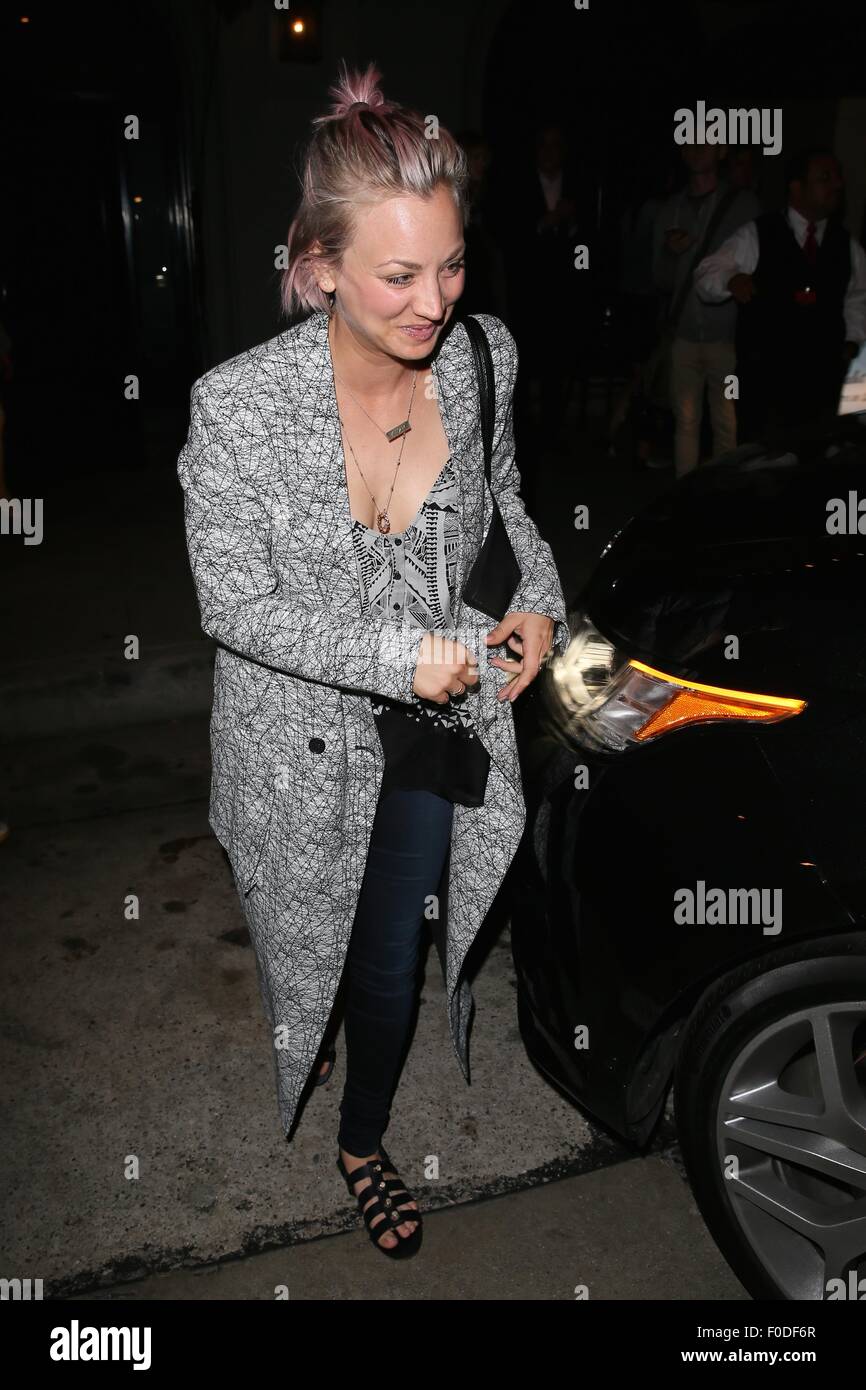 Kaley Cuoco seen leaving Craigs restaurant after having dinner with friends.  Featuring: Kaley Cuoco Where: Los Angeles, California, United States When: 12 Jun 2015 Stock Photo