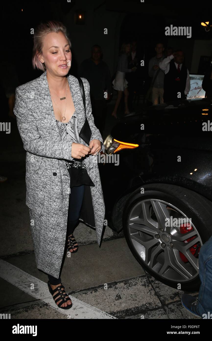 Kaley Cuoco seen leaving Craigs restaurant after having dinner with friends.  Featuring: Kaley Cuoco Where: Los Angeles, California, United States When: 12 Jun 2015 Stock Photo