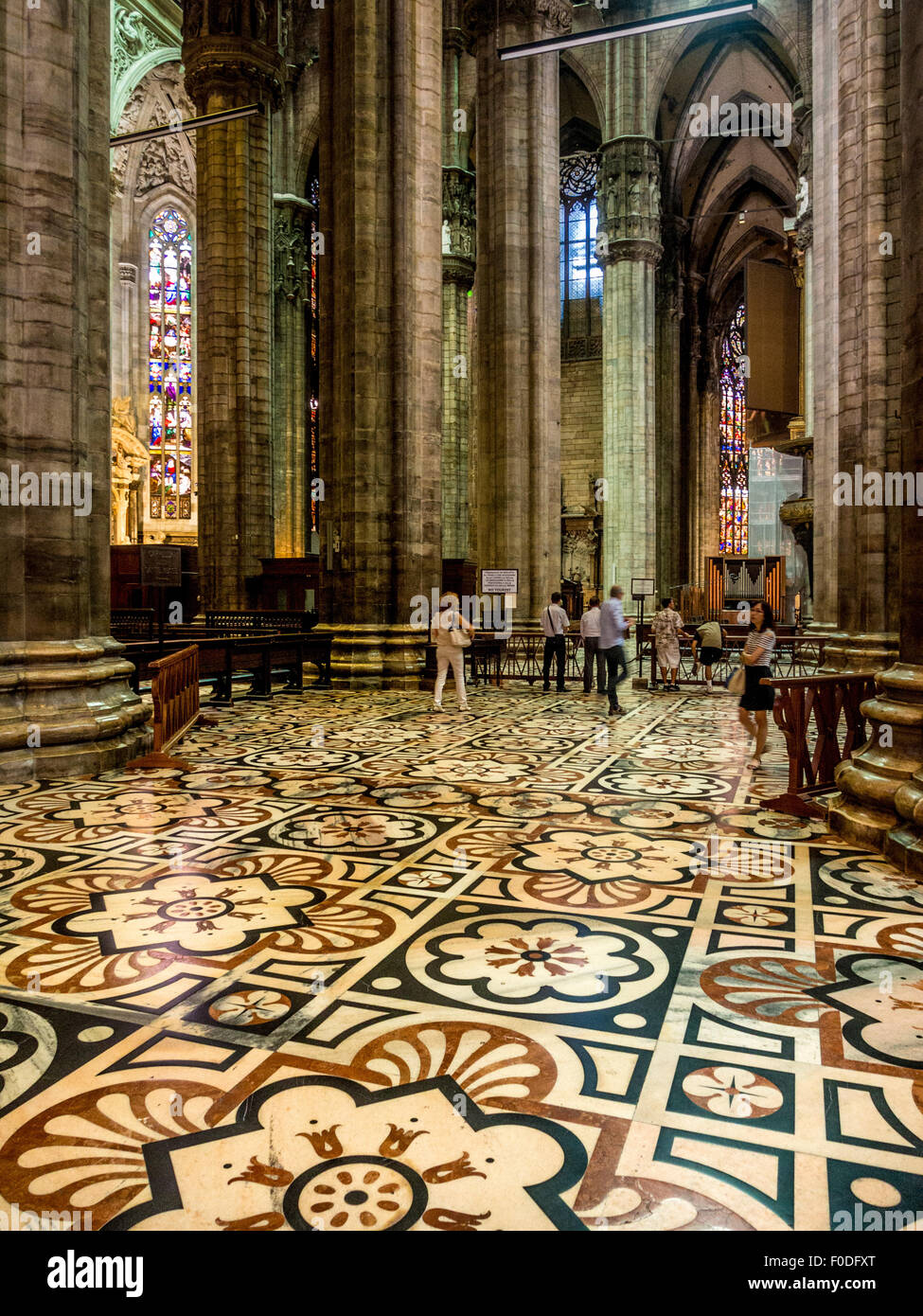 Milan Cathedral marble floor designed by Pellegrino Tibaldi. Stock Photo