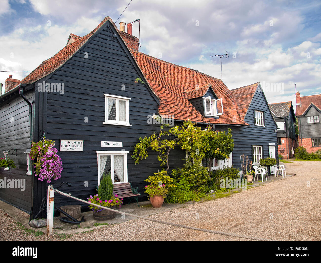 An old black house at West Mersea. Mersea Island. Essex. England. UK