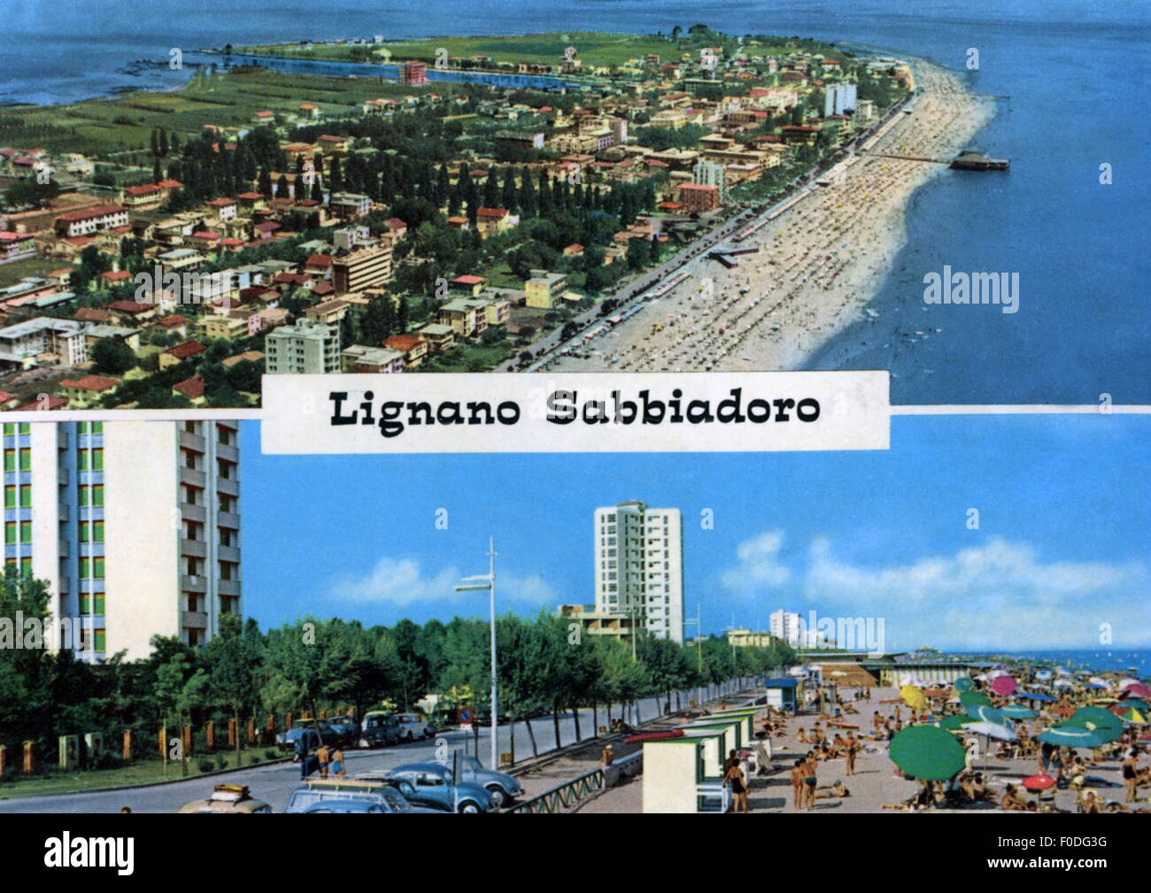 geography / travel, Italy, Lignano Sabbiadoro, city views / cityscapes, promenade, picture postcard, circa 1965, Additional-Rights-Clearences-Not Available Stock Photo