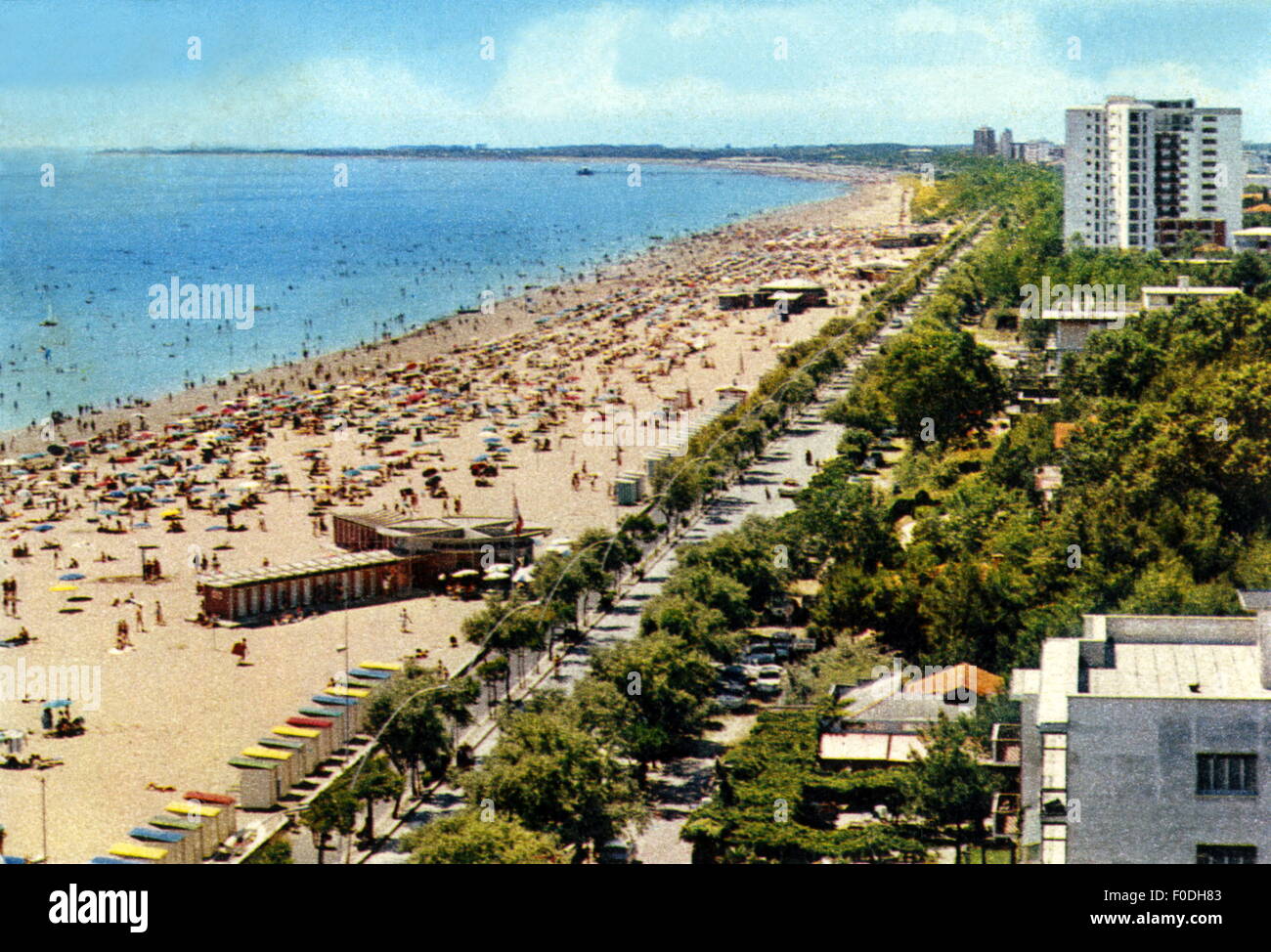 geography / travel, Italy, Lignano Sabbiadoro, city views / cityscapes, promenade, picture postcard, circa 1966, Additional-Rights-Clearences-Not Available Stock Photo