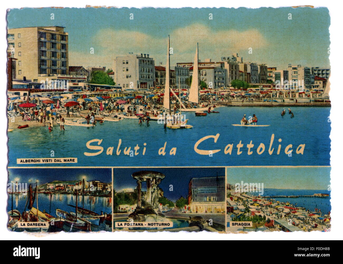 geography / travel, Italy, Cattolica, city views / cityscapes, promenade, picture postcard, circa 1962, Additional-Rights-Clearences-Not Available Stock Photo
