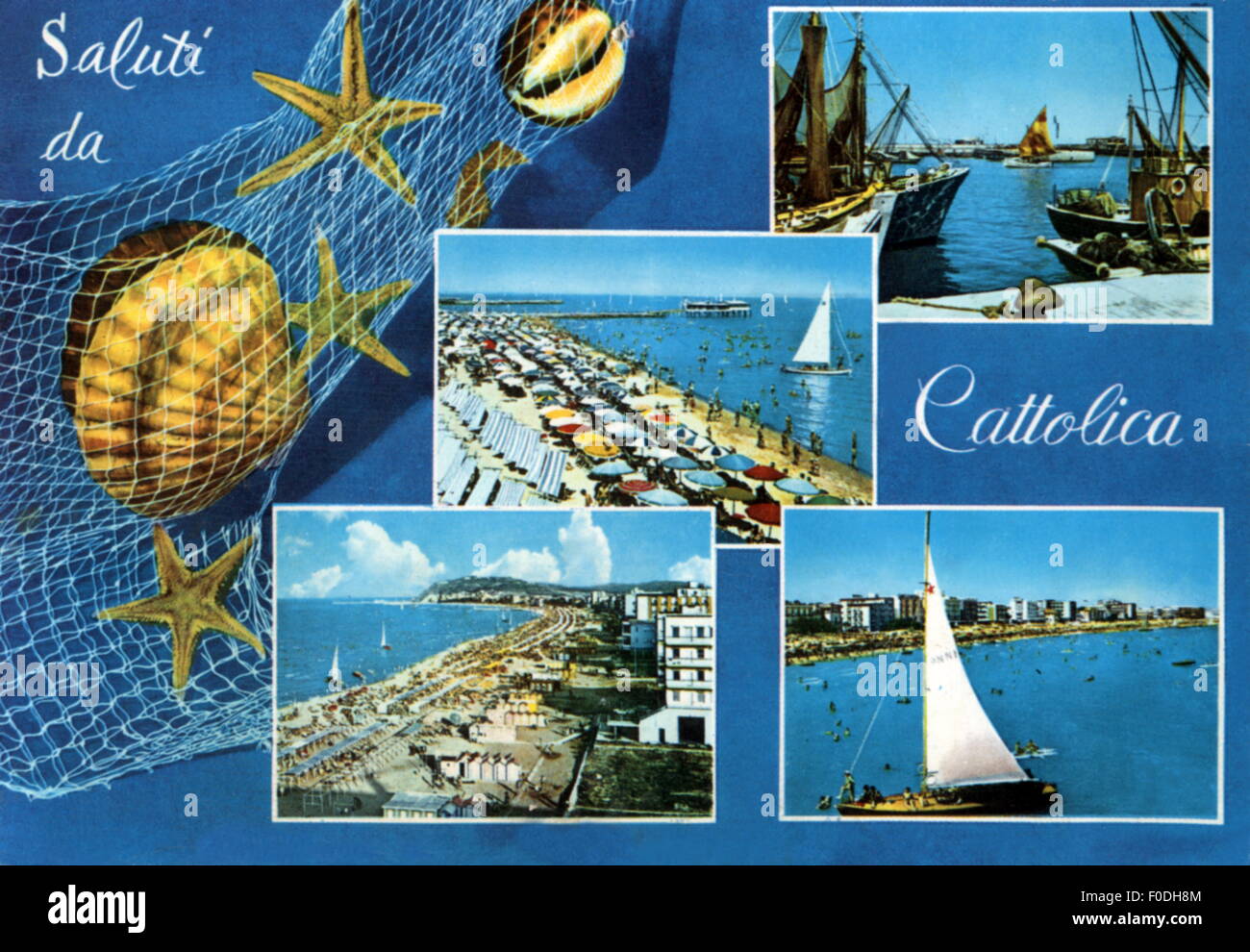 geography / travel, Italy, Cattolica, city views / cityscapes, promenade, picture postcard, circa 1964, Additional-Rights-Clearences-Not Available Stock Photo