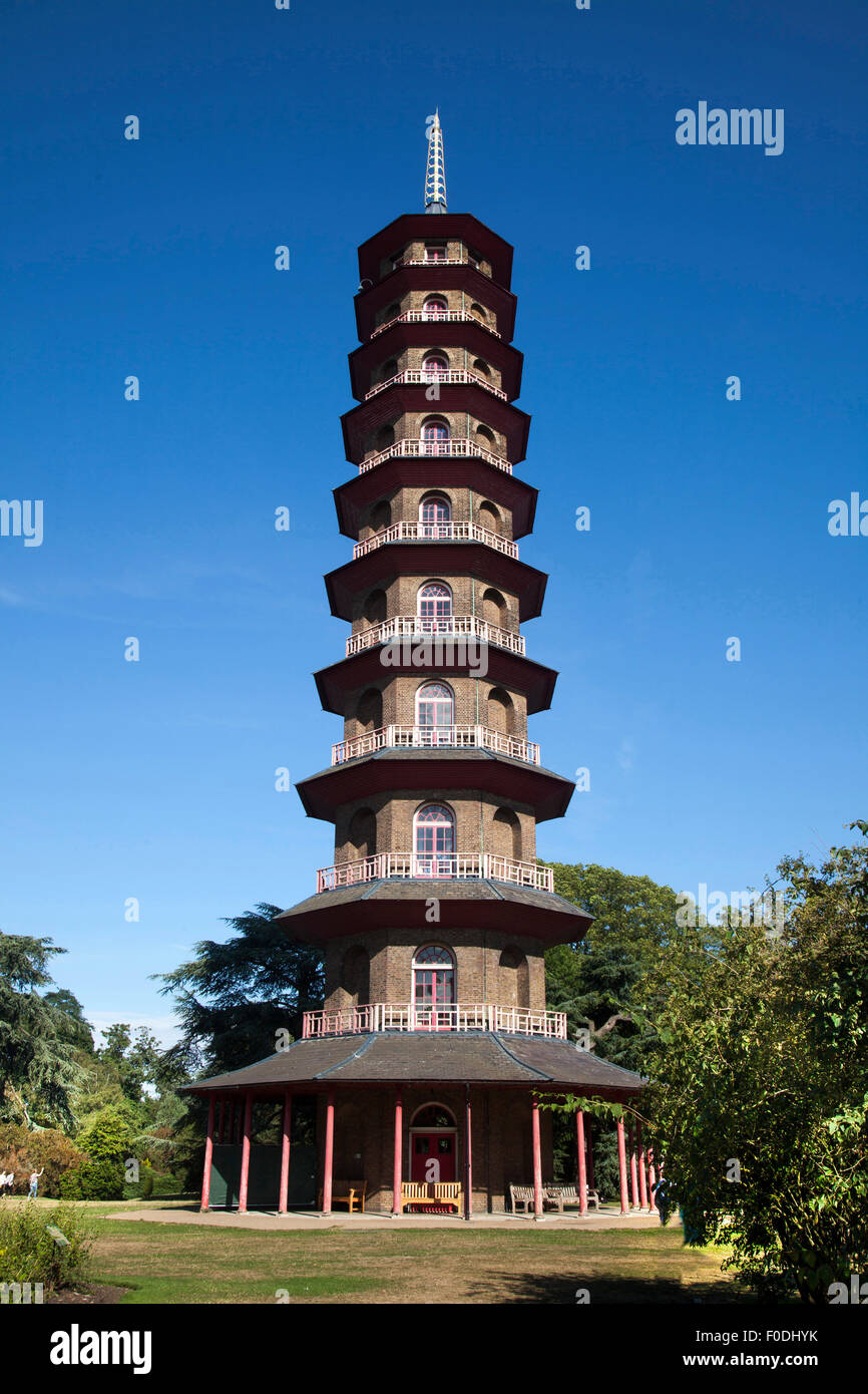 Chinese Pagoda at Kew Gardens in London Stock Photo