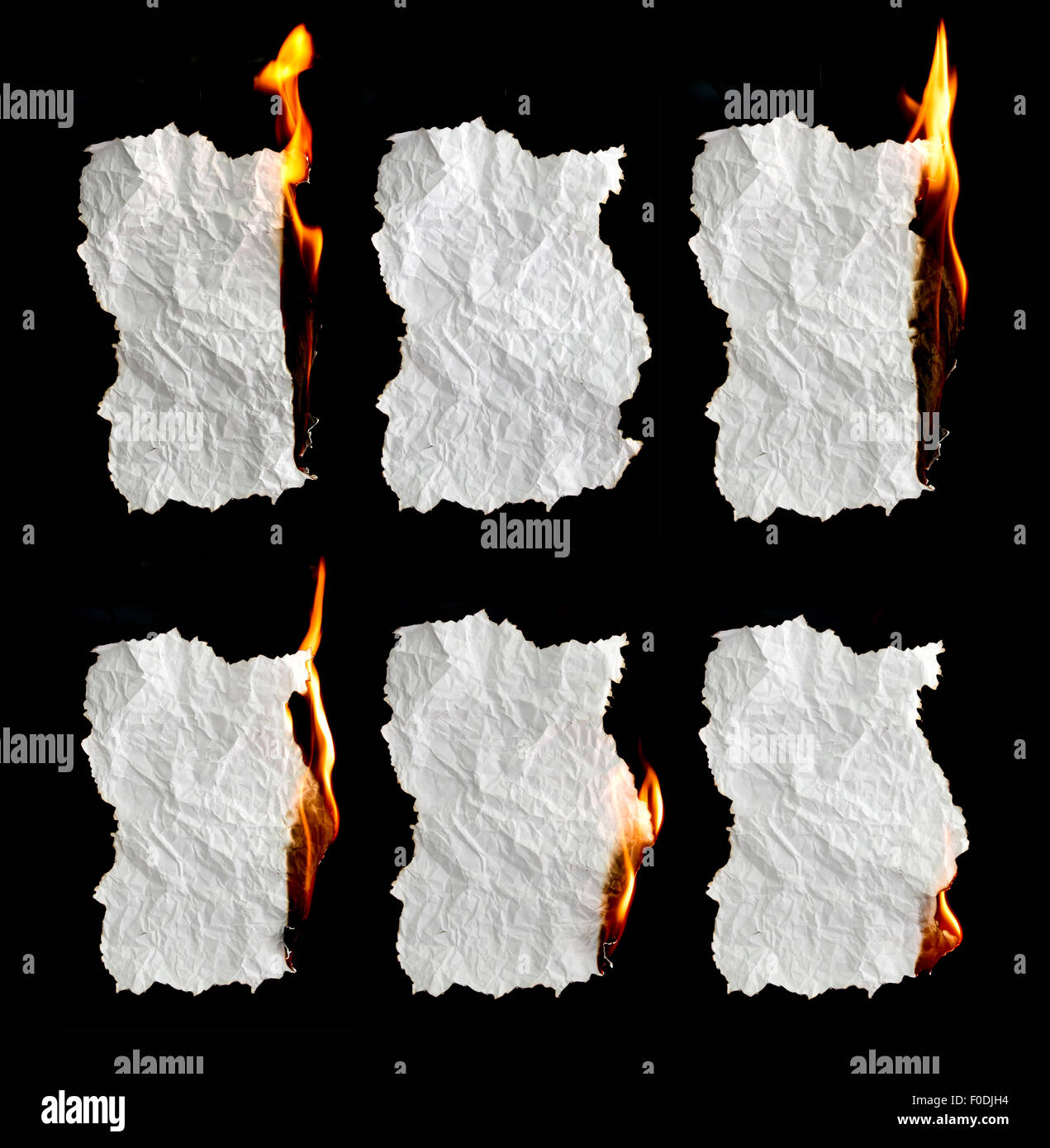 paper burning collection on black background Stock Photo