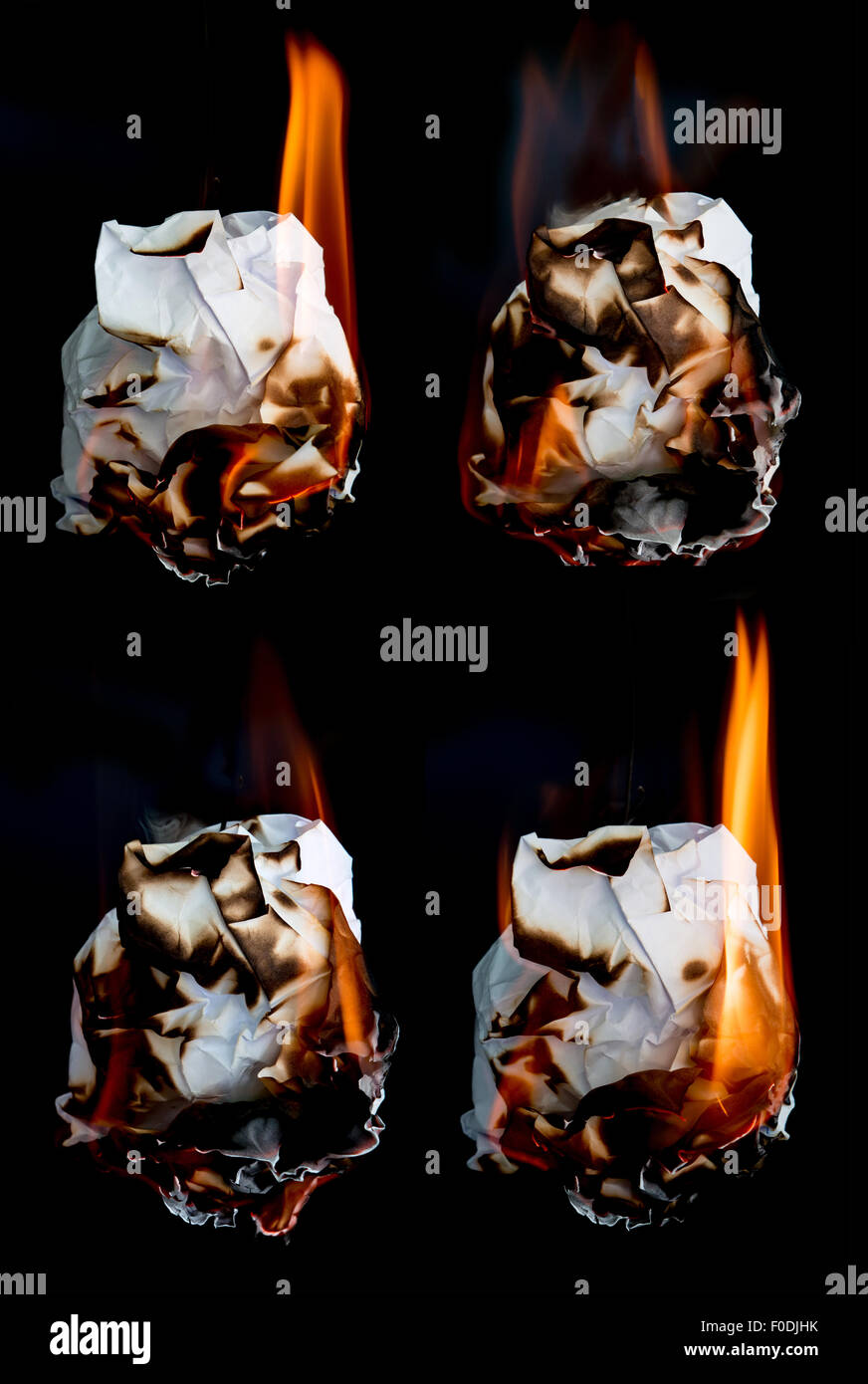 paper burning collection on black background Stock Photo