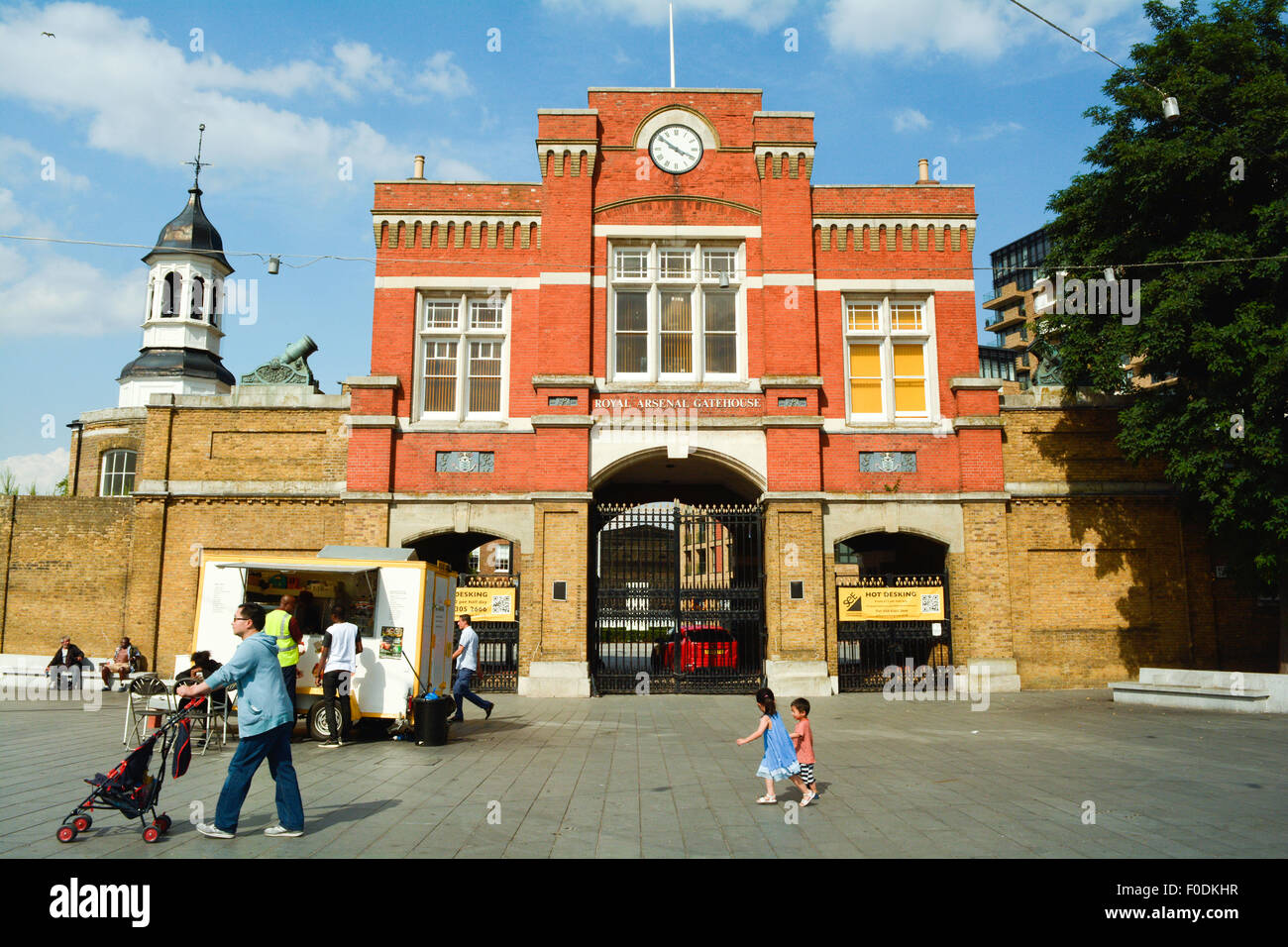 The Royal Arsenal Gatehouse and Woolwich Market, Woolwich, southeast London, UK Stock Photo
