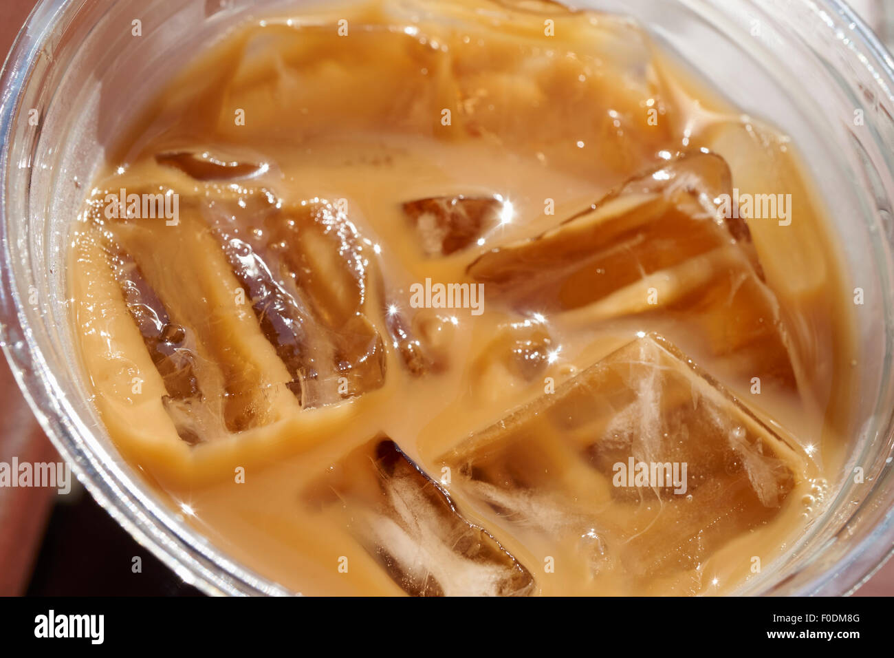 Plastic cup of iced coffee Stock Photo
