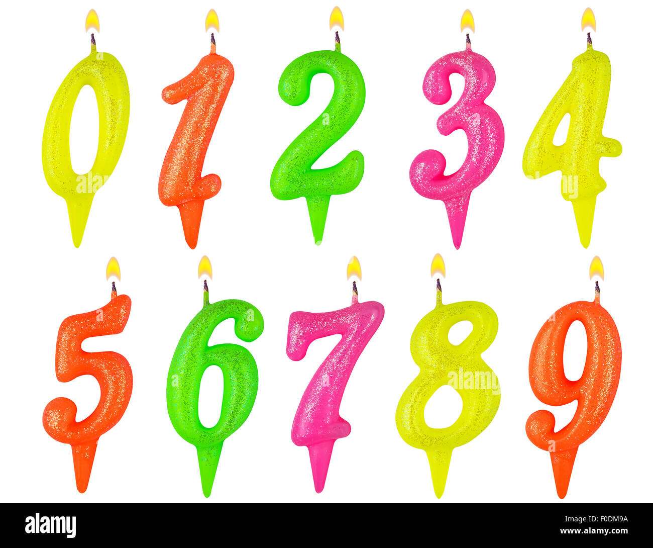 Birthday candles number set isolated Stock Photo