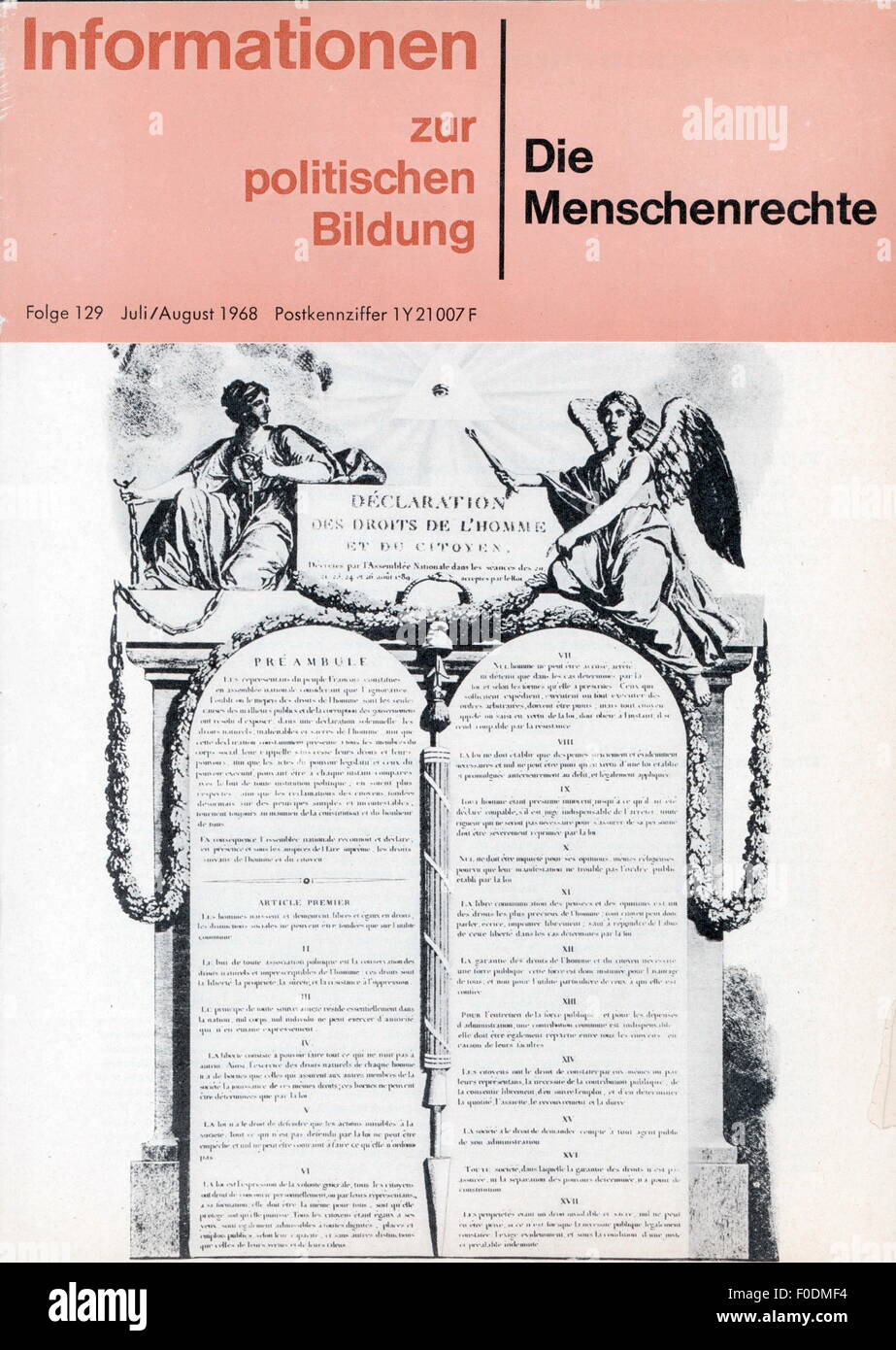 press / media, magazines, 'Informationen zur politischen Bildung' (Information for political education), title, issue 129, Bonn, July / August 1968, Additional-Rights-Clearences-Not Available Stock Photo