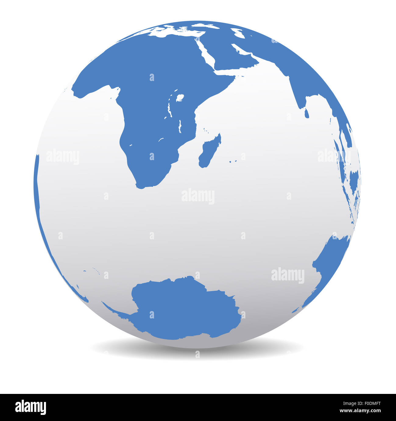 Map Icon of the World Globe South Africa South Pole Indian Ocean Stock Photo
