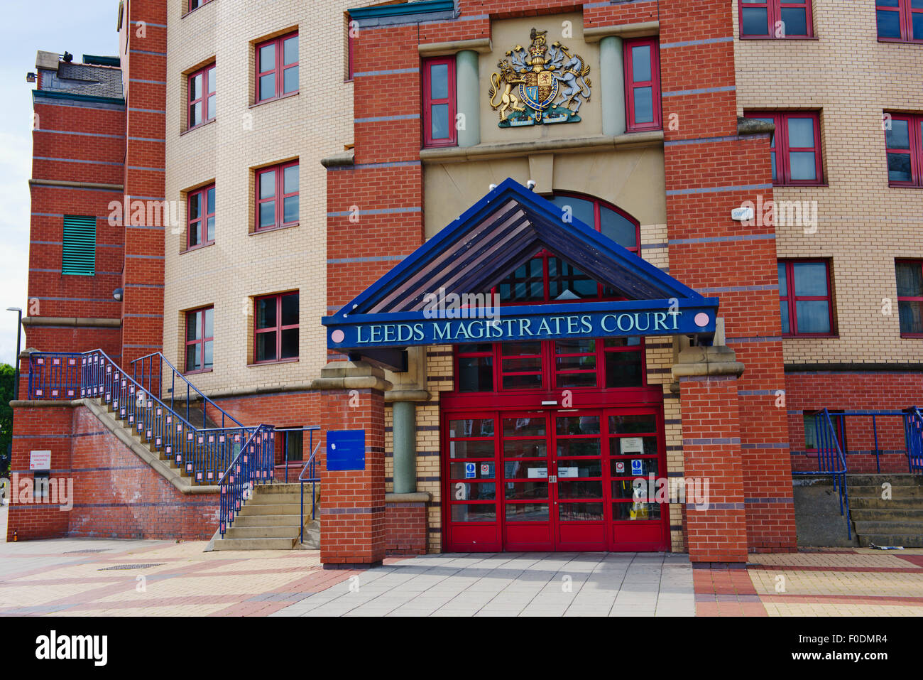 Leeds Magistrates Court building front entrance, West Yorkshire, England Stock Photo