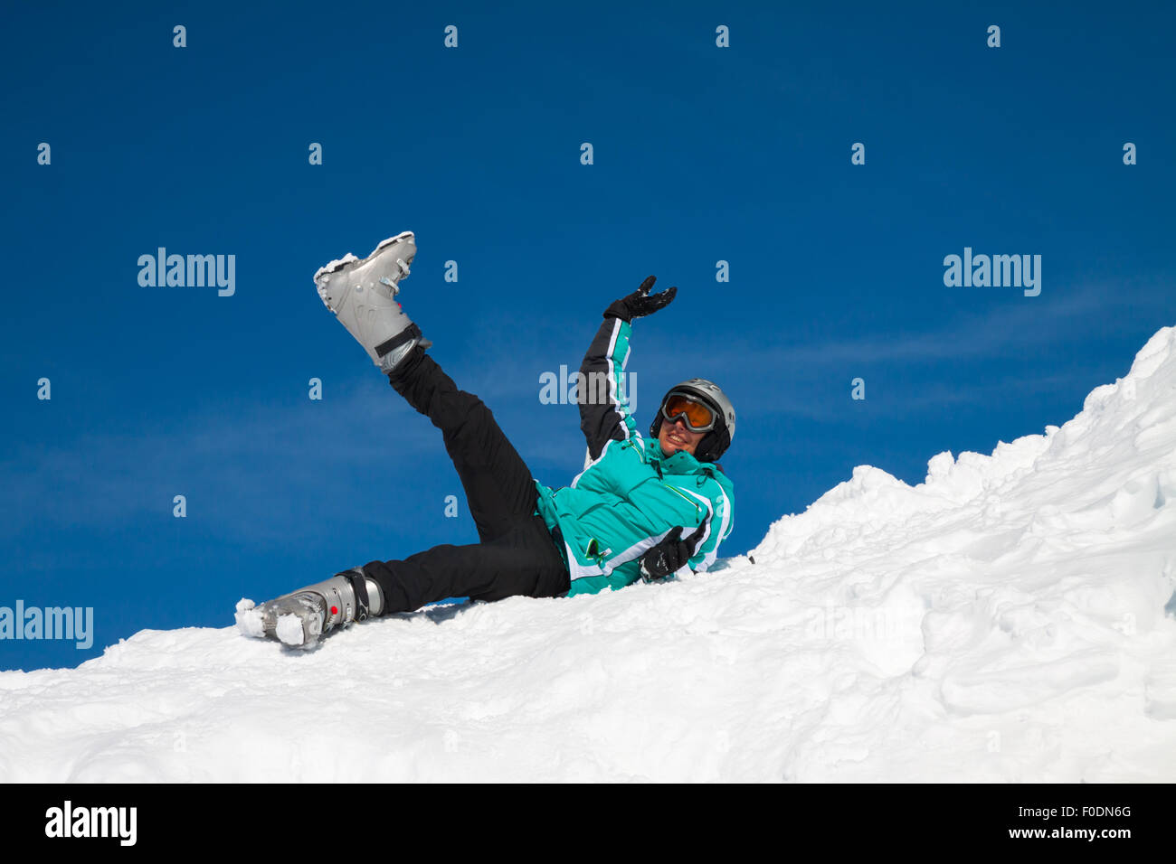 skier on snow hill, Solden, Austria, extreme winter sport Stock Photo