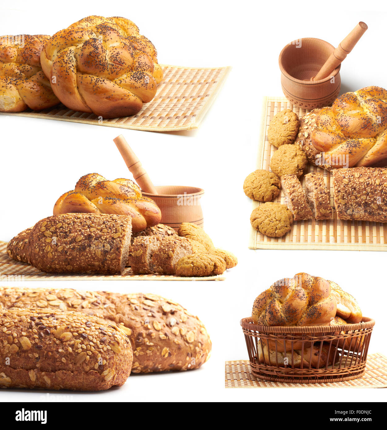 different types of bread and cookies collage Stock Photo Alamy