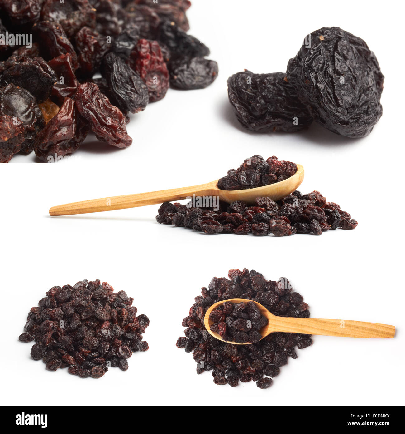 dark raisin collage with wooden spoon Stock Photo - Alamy