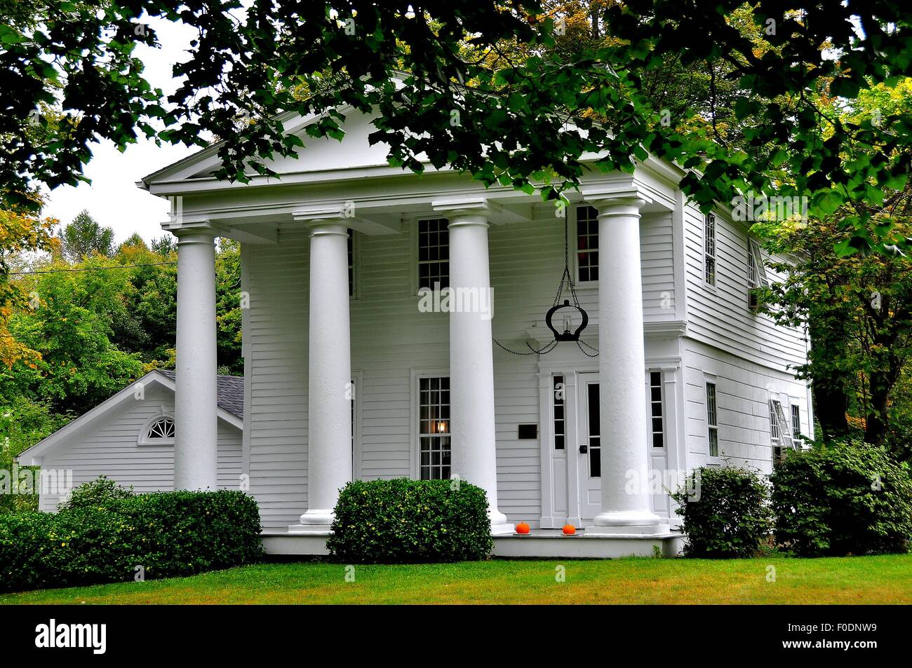 Granville, Massachustts:  A handsome early 19th century Greek Revival house in the village's historic district * Stock Photo