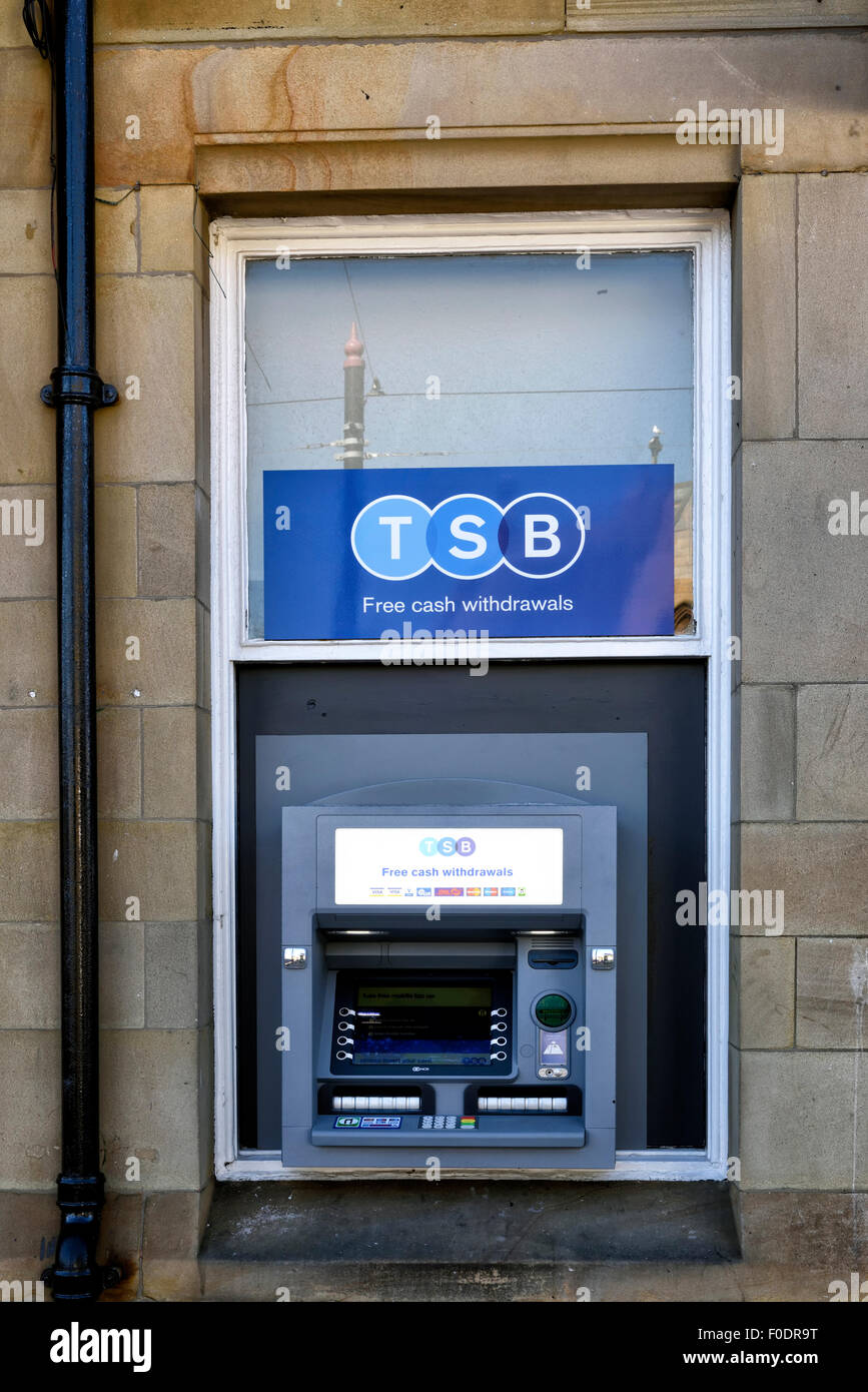 ATM machine (cash machine) outside a branch of TSB Bank in Fleetwood, Lancashire, UK Stock Photo