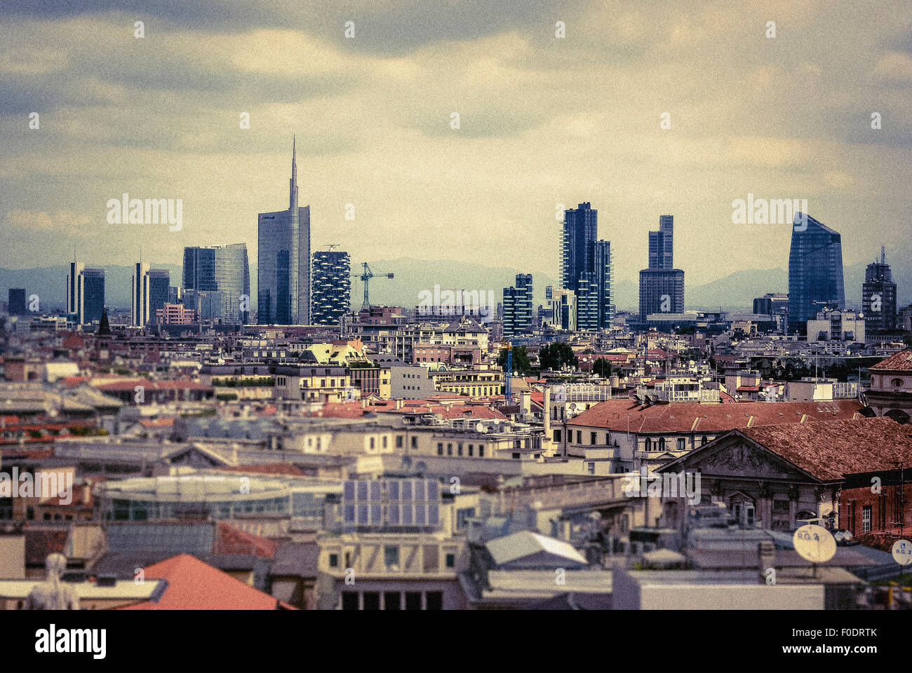 view from the roof of Milan Cathedral. Stock Photo