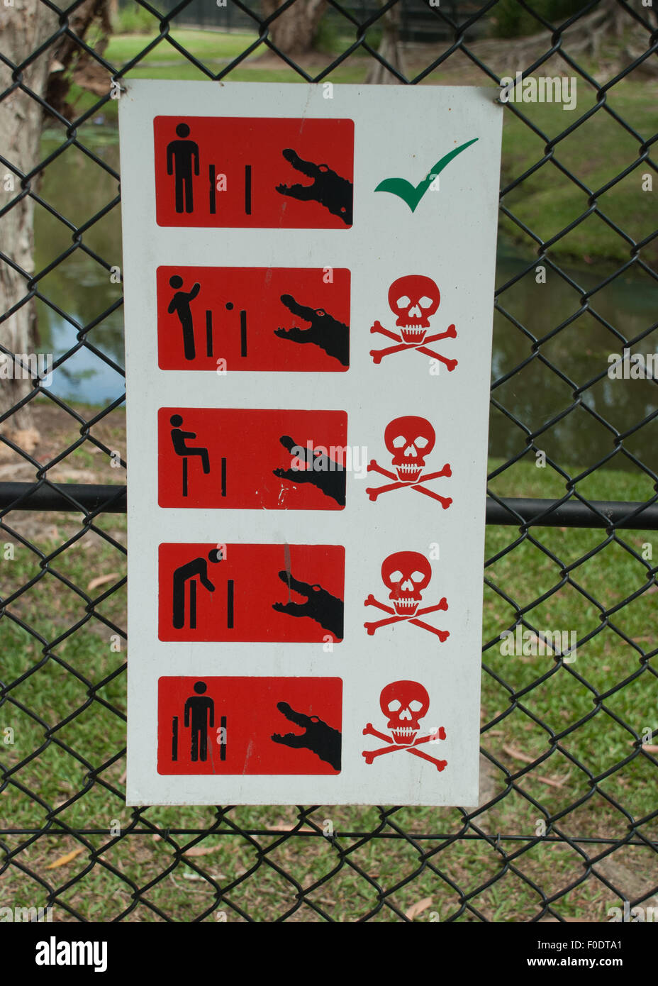 Crocodile warning safety sign Stock Photo