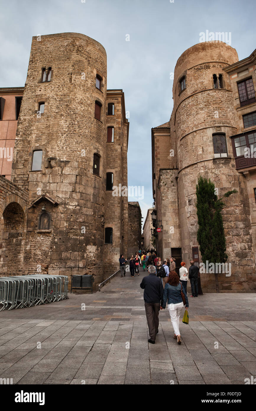Gothic Quarter of Barcelona in Catalonia, Spain Stock Photo