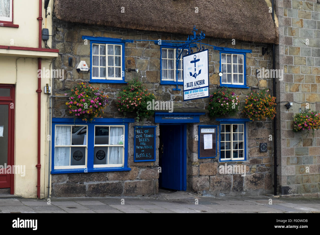 Helston a small town in the South West of England county of Cornwall Blue Anchor Pub Coinagehall Street Stock Photo