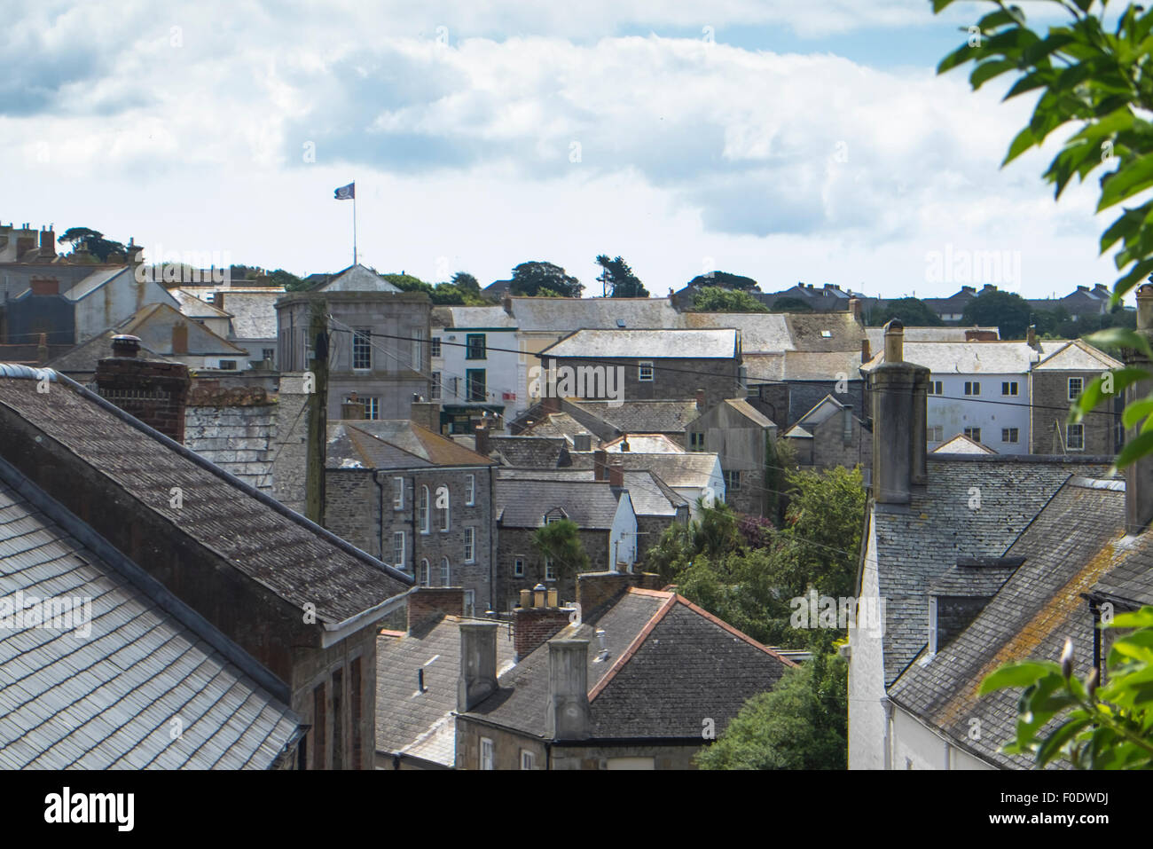 Helston a small town in the South West of England county of Cornwall Roof tops Stock Photo