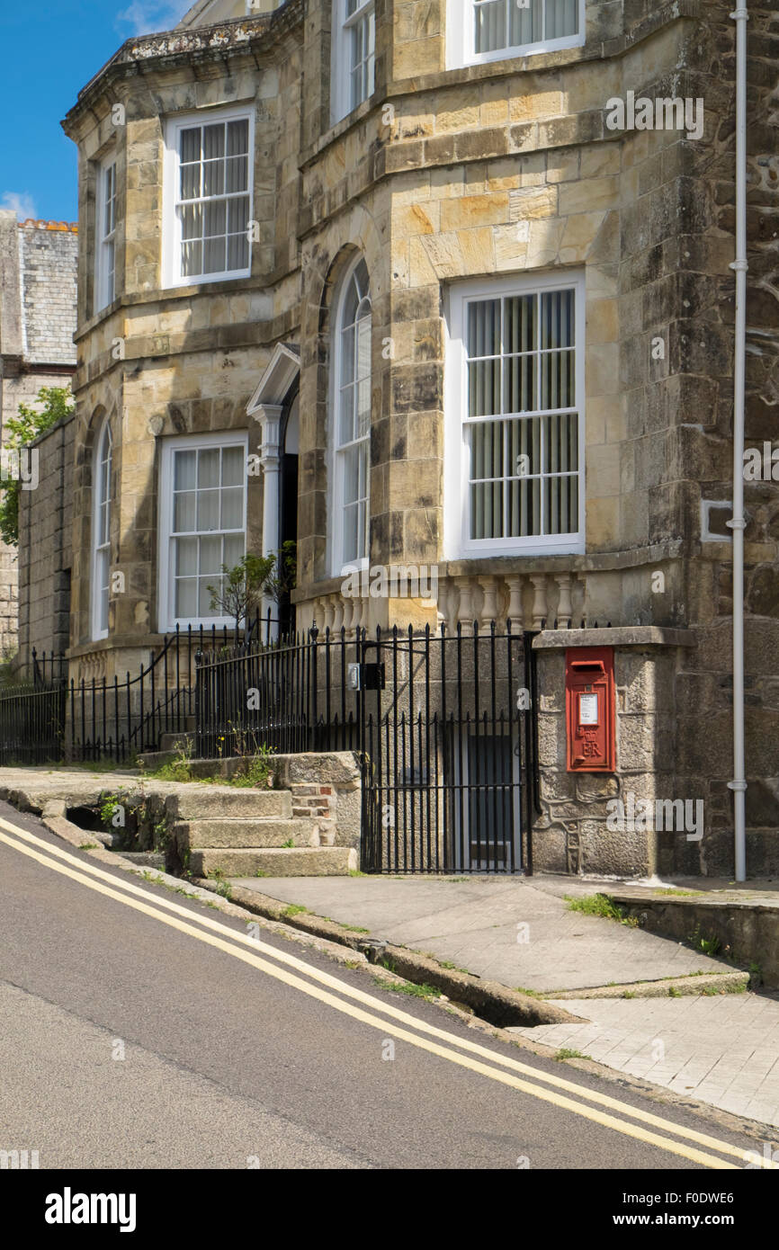 Helston a small town in the South West of England county of Cornwall Church Street Stock Photo