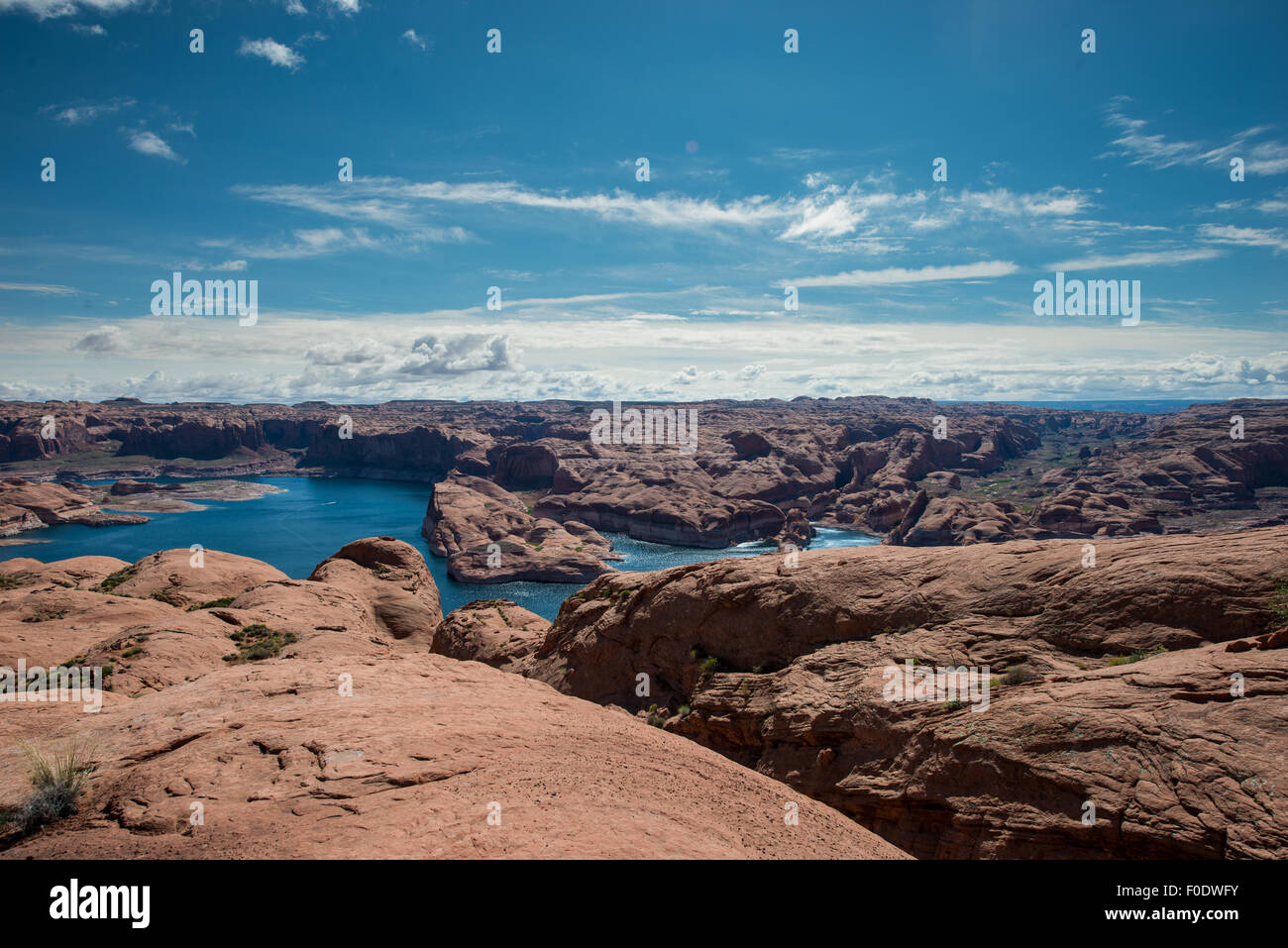 Looking down towards the Lake Powell Near Hole in the Rock Horizontal Composition Stock Photo