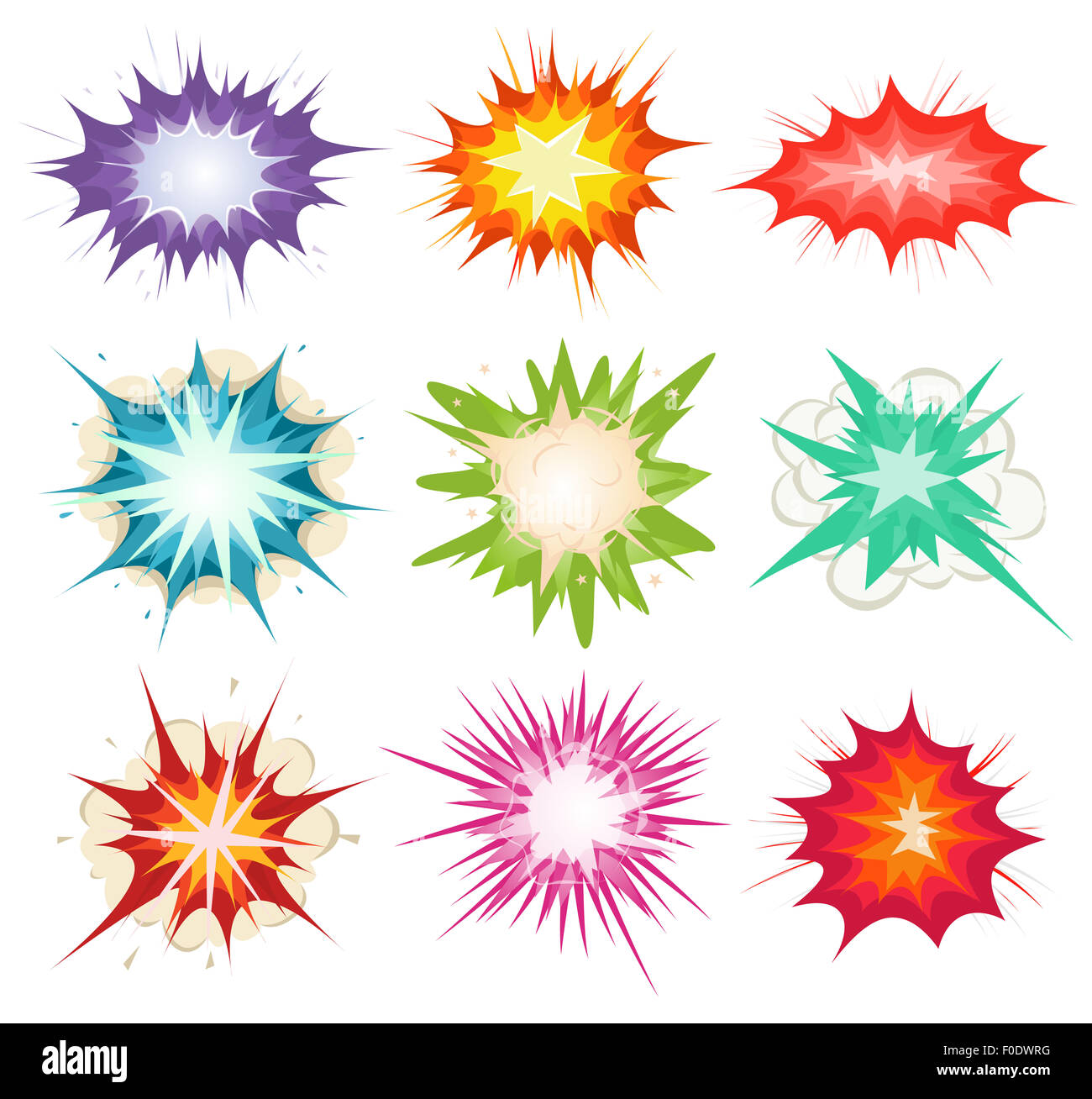 Illustration of a set of comic book explosion, blast and other cartoon