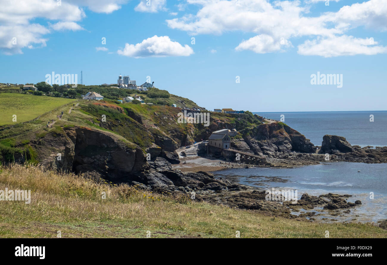 Around Lizard Point Cornwall England UK Lizard Point Polpeor Cafe Cove Life boat house Stock