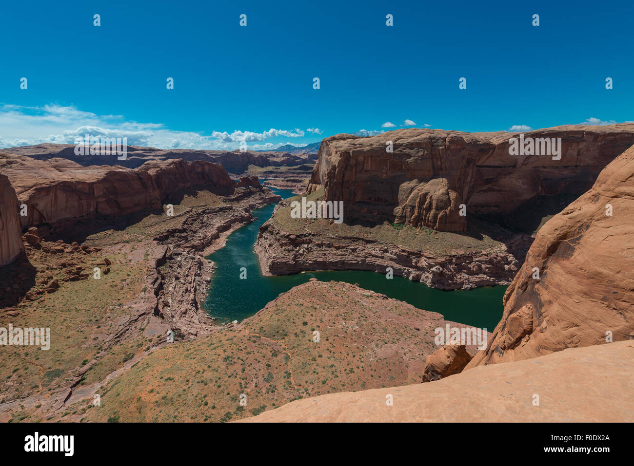 Looking down towards the Lake Powell Near Hole in the Rock Horizontal Composition Stock Photo